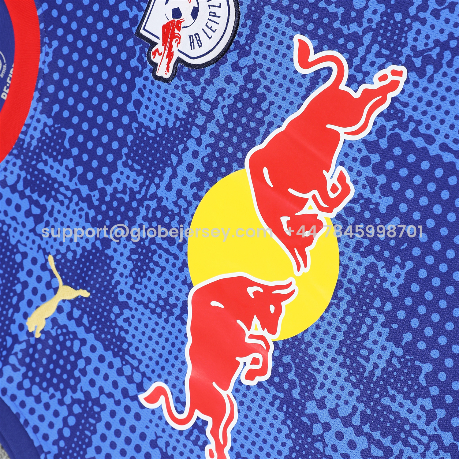 GlobeJersey-RB Leipzig 25-26 Vest Training Set - Blue With Red Top & Dark Blue Pants