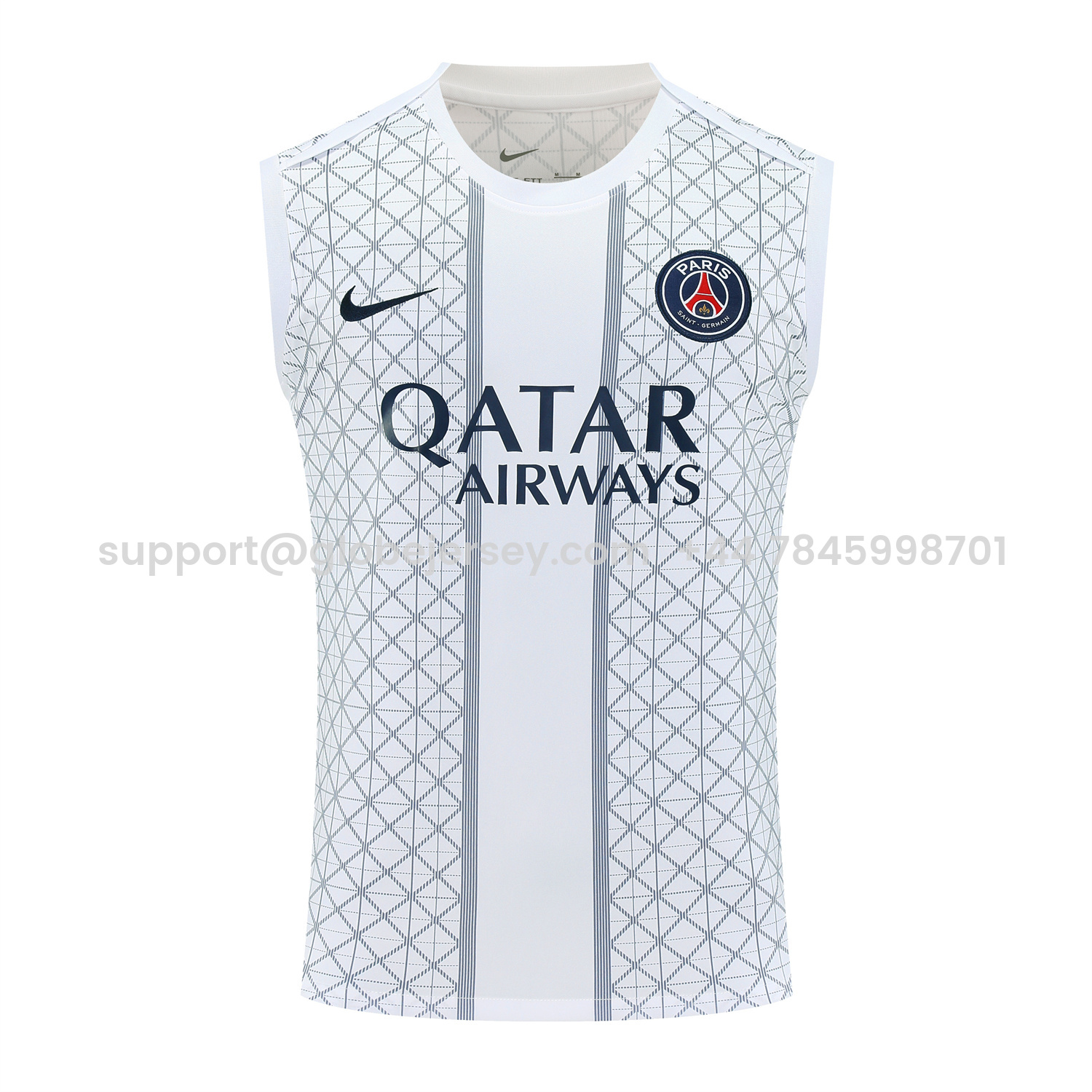 GlobeJersey-Paris Saint-Germain PSG 25-26 Vest Training Set - White Vest & Deep Blue Shorts