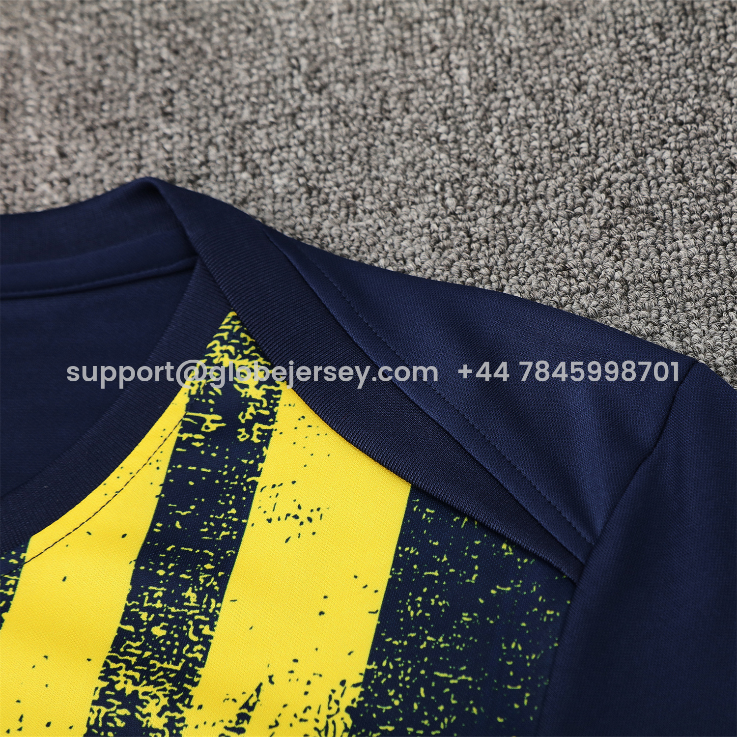 GlobeJersey-Atletico Madrid Short-Sleeve Training Set - Blue Yellow Top & Blue Shorts