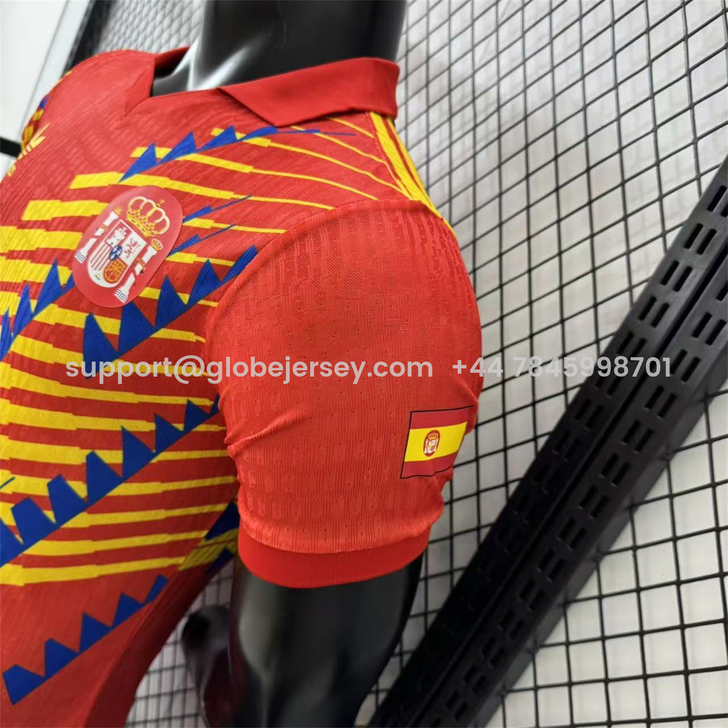 GlobeJersey-Spain 2026 Blue-Yellow Stripes Red Special Jersey - Player Version