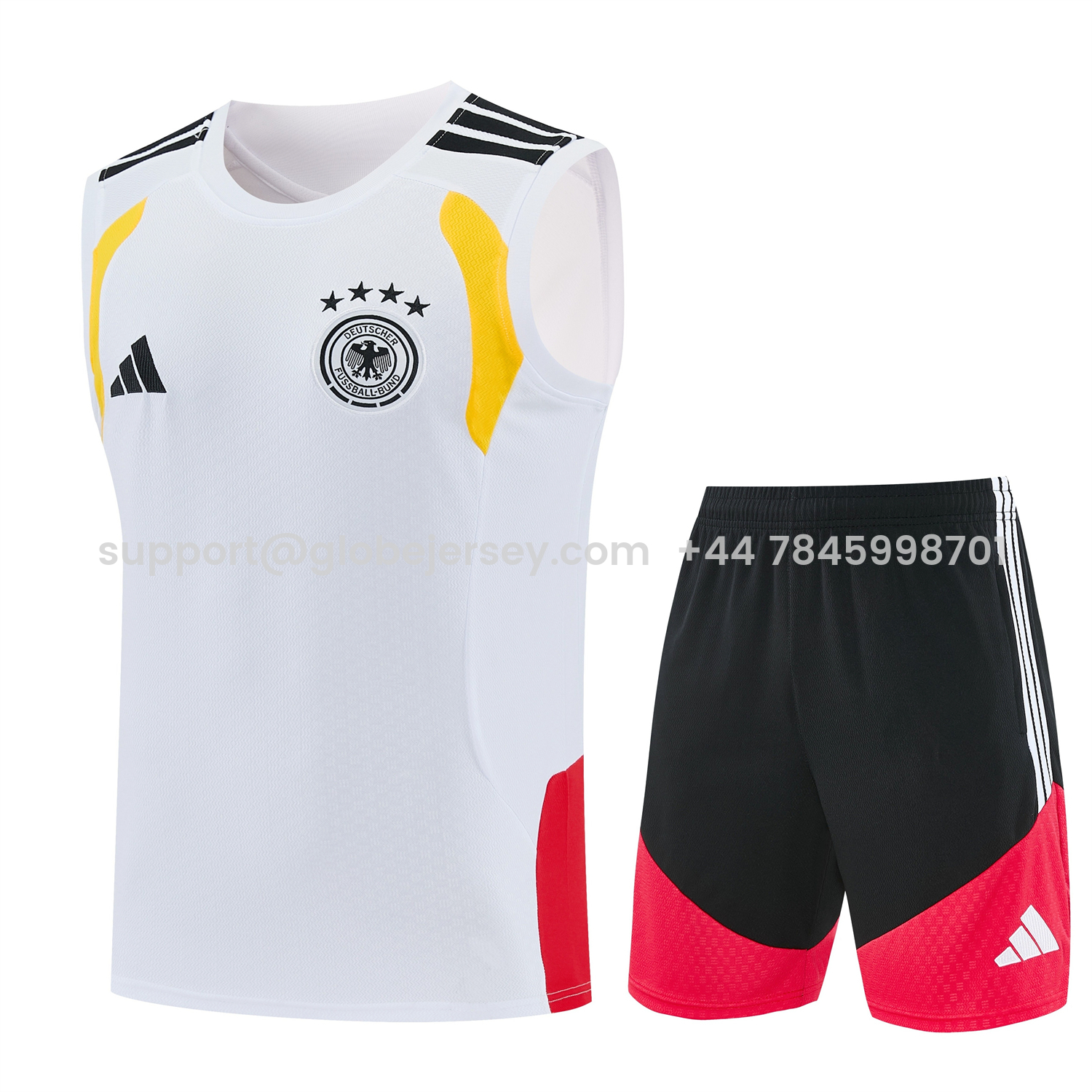 GlobeJersey-Germany 2026 Vest Training Set - White Vest and Black Shorts