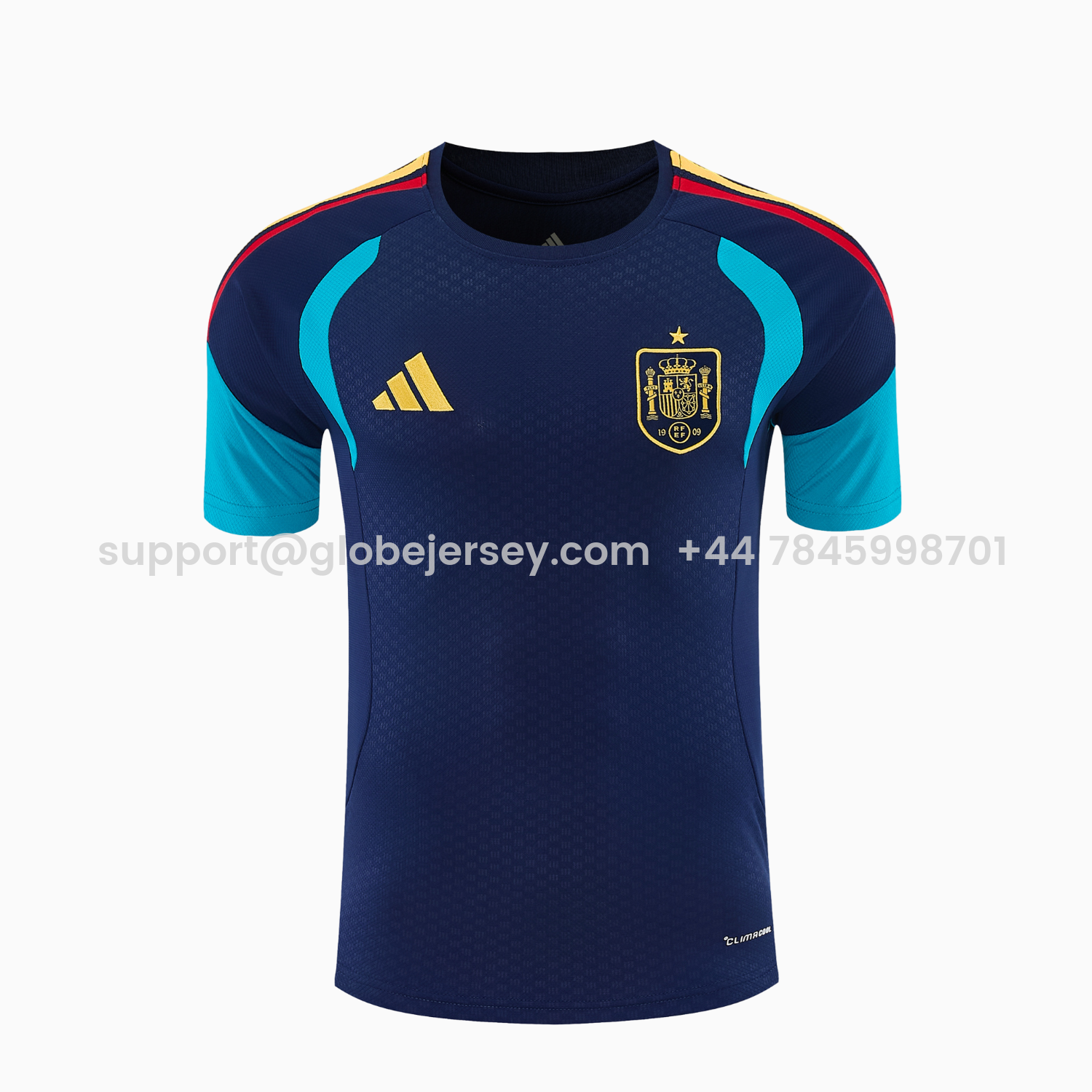 GlobeJersey-Spain 2026 Short-Sleeve Training Set - Dark Blue Top & Dark Blue Pants