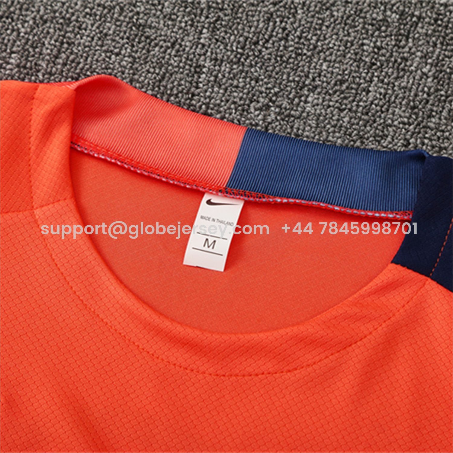 GlobeJersey-Barcelona 25-26 Kids Short-Sleeve Training Set - Orange Top Royal Blue Sponsor & Royal Blue Shorts