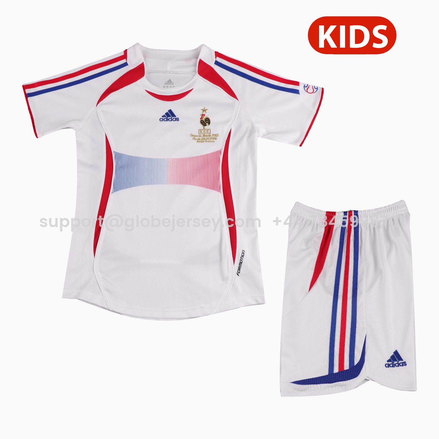 GlobeJersey-Retro France 2006 Away Kids Kit