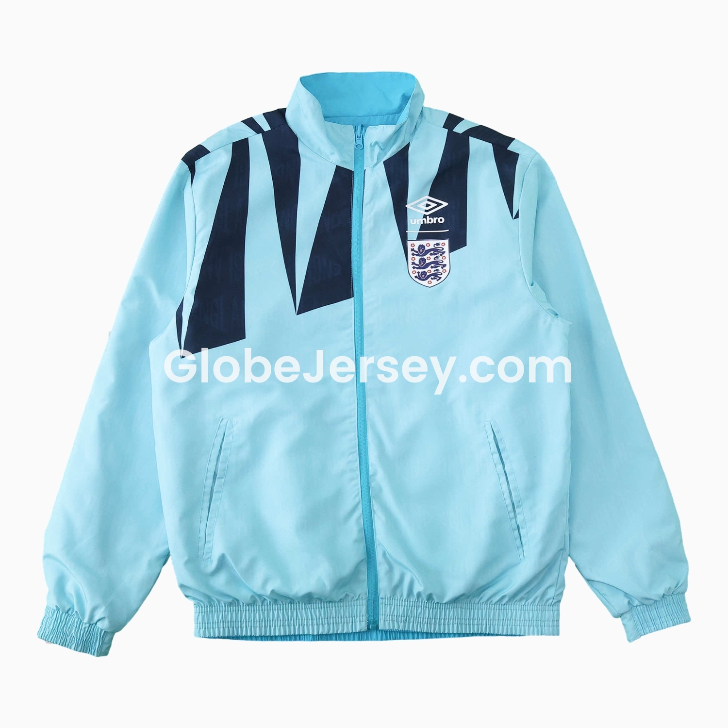 GlobeJersey-Retro England 1992 Double Sided Reversible Windbreaker - Blue & Green