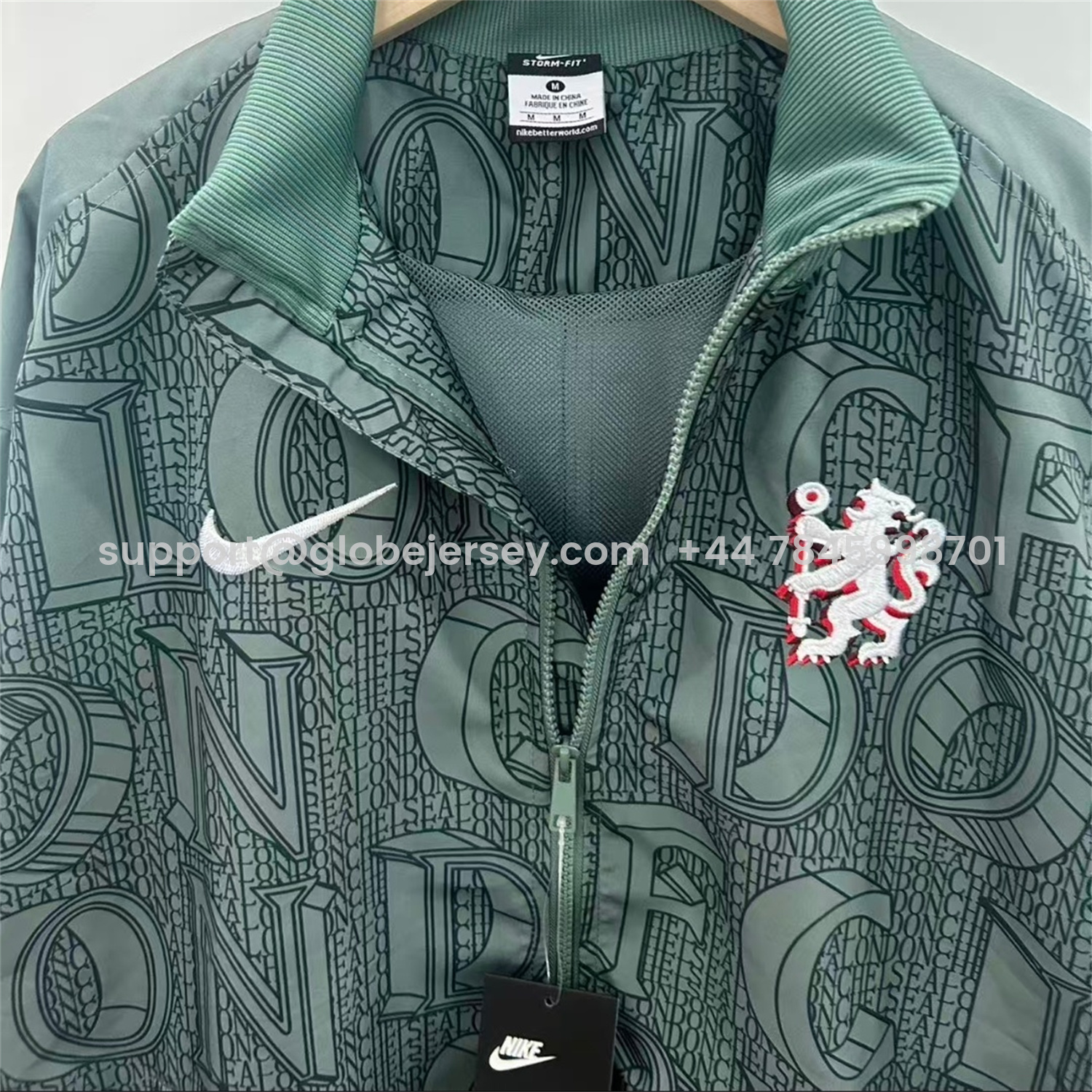 GlobeJersey-C.H.E.L.S.E.A 25-26 Subtle Letter Pattern Windbreaker Jacket - Dark Green