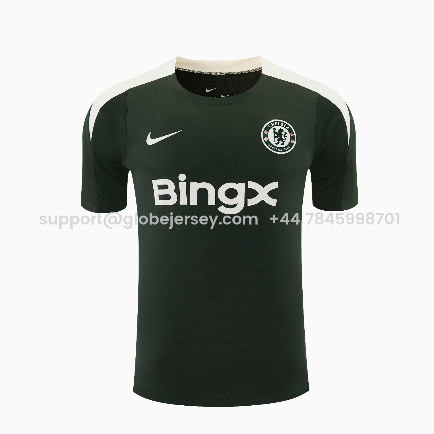 GlobeJersey-C.H.E.L.S.E.A 25-26 Short-Sleeve Training Set - Dark Green With White Accents Top & Pants