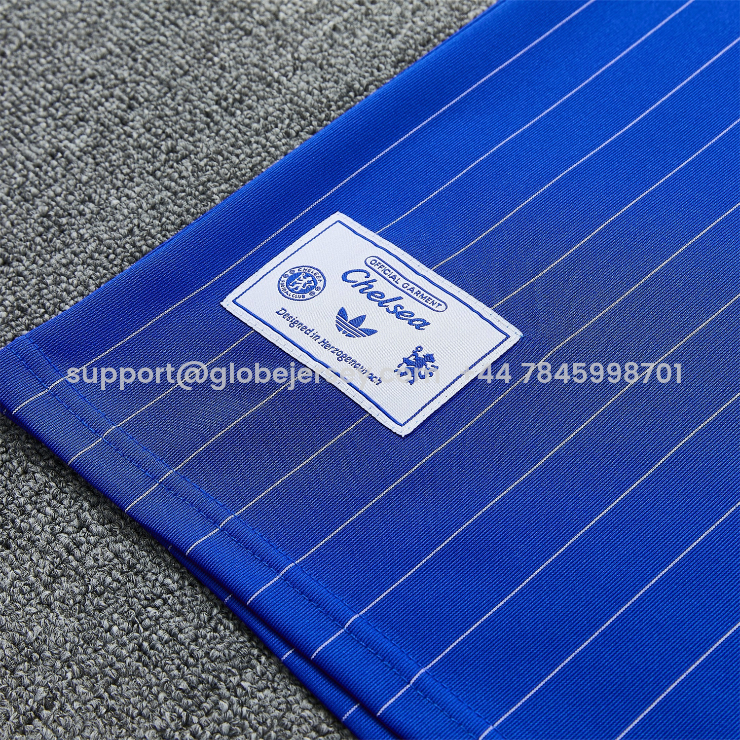 GlobeJersey-C.H.E.L.S.E.A 25-26 Retro Style Vest Training Set - Blue Top & White With Blue Stripes Pants