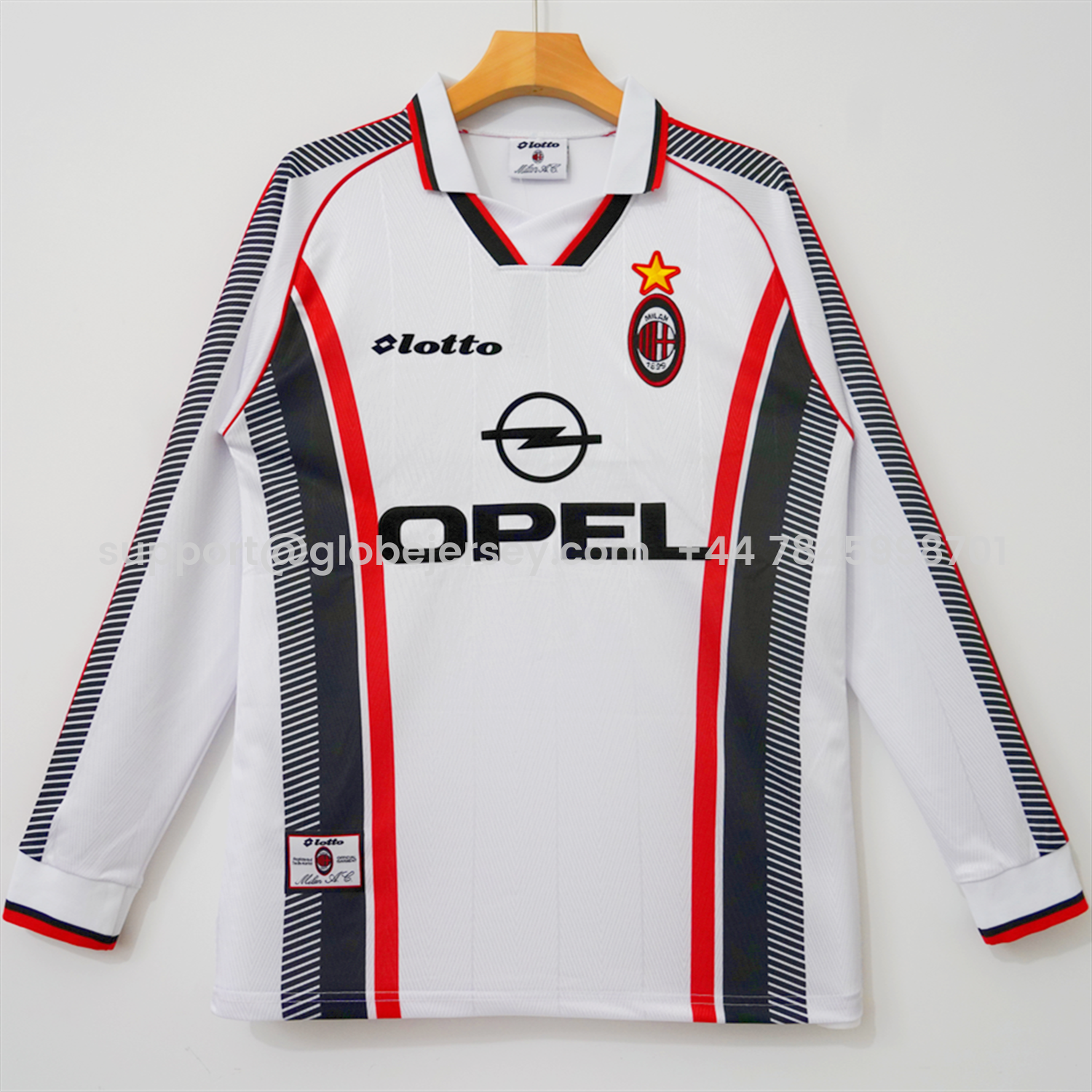 GlobeJersey-Retro AC Milan 1997-98 Away Long Sleeves Jersey