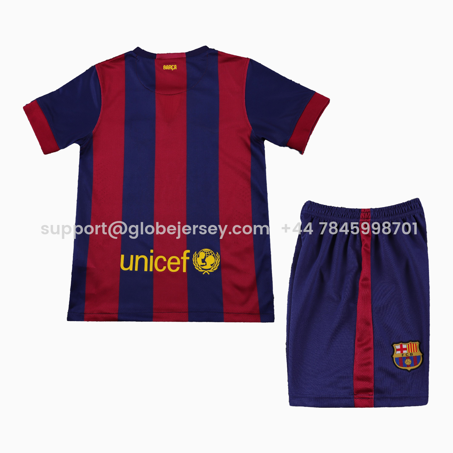 GlobeJersey-Retro Barcelona 2014-15 Home Kids Kit