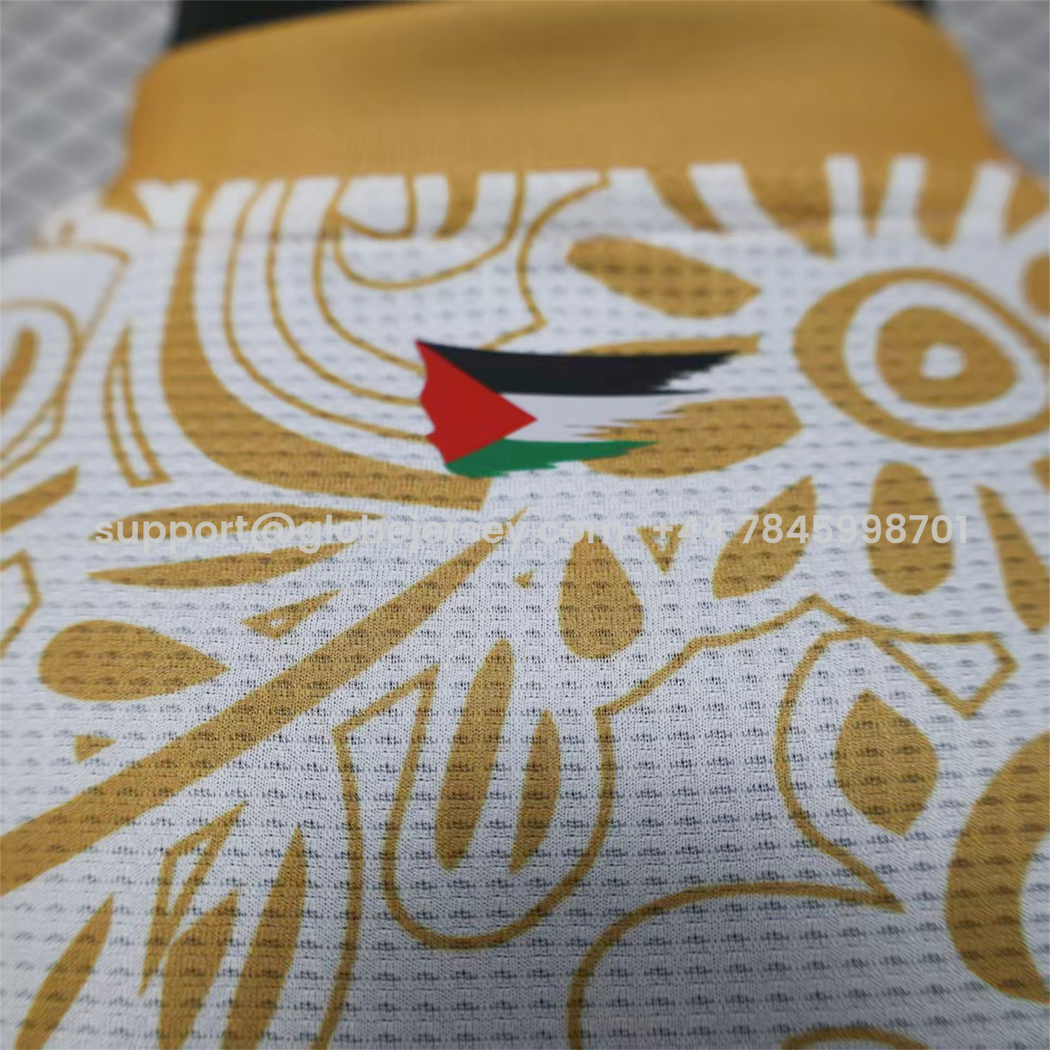 GlobeJersey-Club Deportivo Palestino Palestine 25-26 Yellow Flowers White Jersey - Player Version