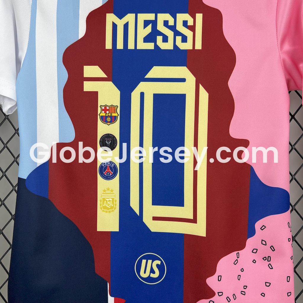 GlobeJersey-Messi Career Commemorative Kids Kit with Messi #10 - Barcelona Argentina Paris Saint-Germain PSG INT M.A.M