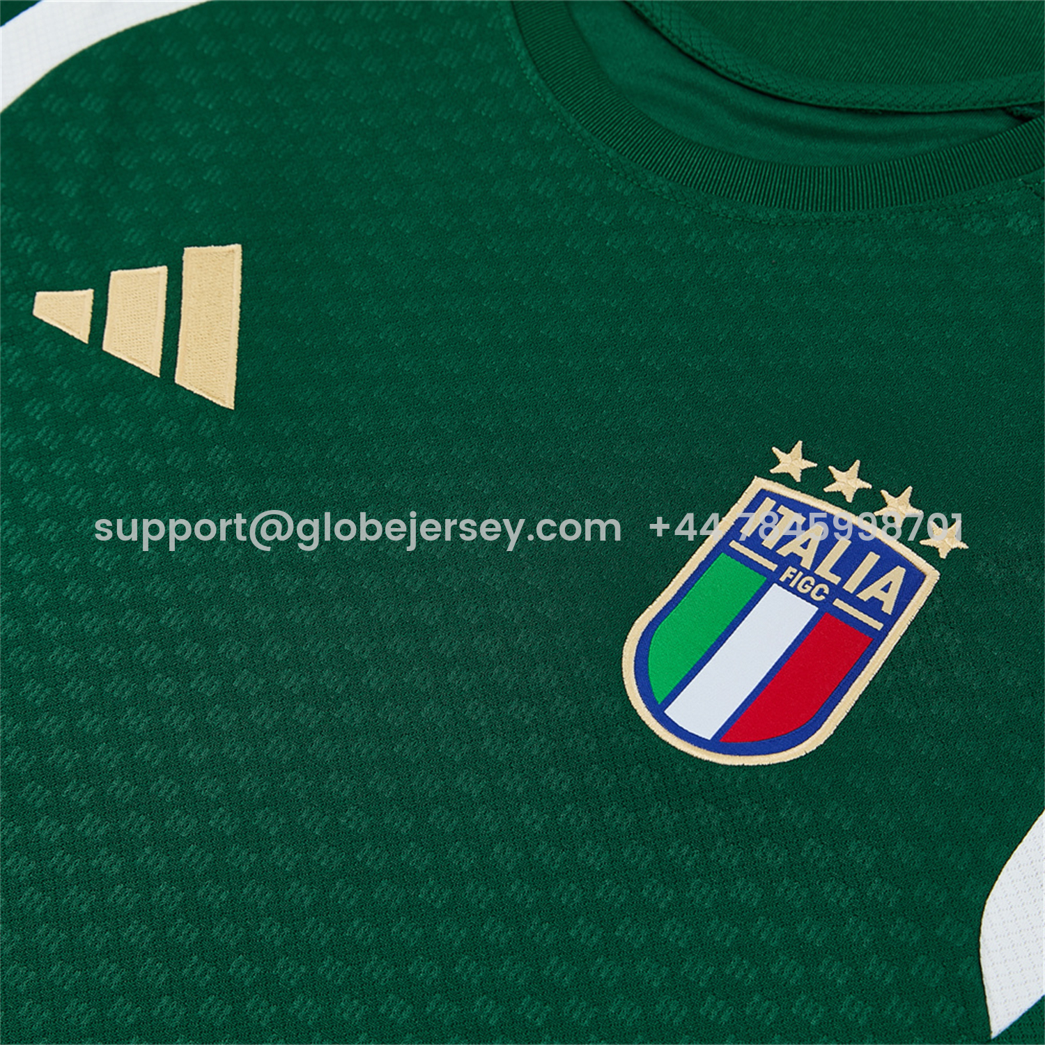 GlobeJersey-Italy 2026 Short-Sleeve Training Set - Green With White Top & Green With White Pants