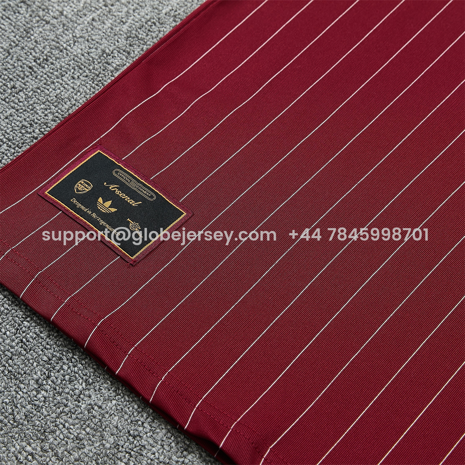 GlobeJersey-Arsenal 25-26 Retro Style Short-Sleeve Training Set - Dark Red With White Stripes Top & Pants