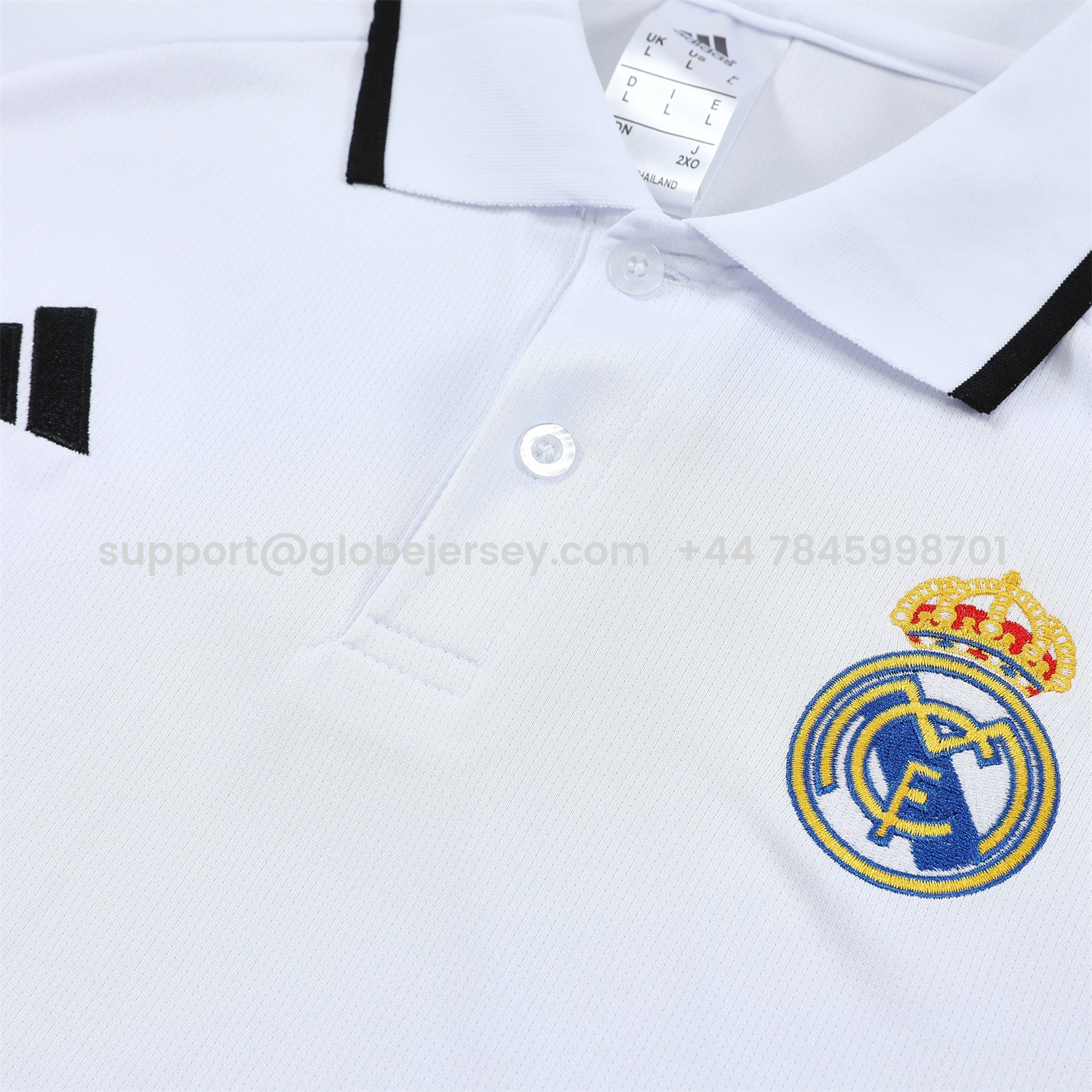 GlobeJersey-Real Madrid 25-26 POLO Short-Sleeve Training Set - White Top and Black Pants