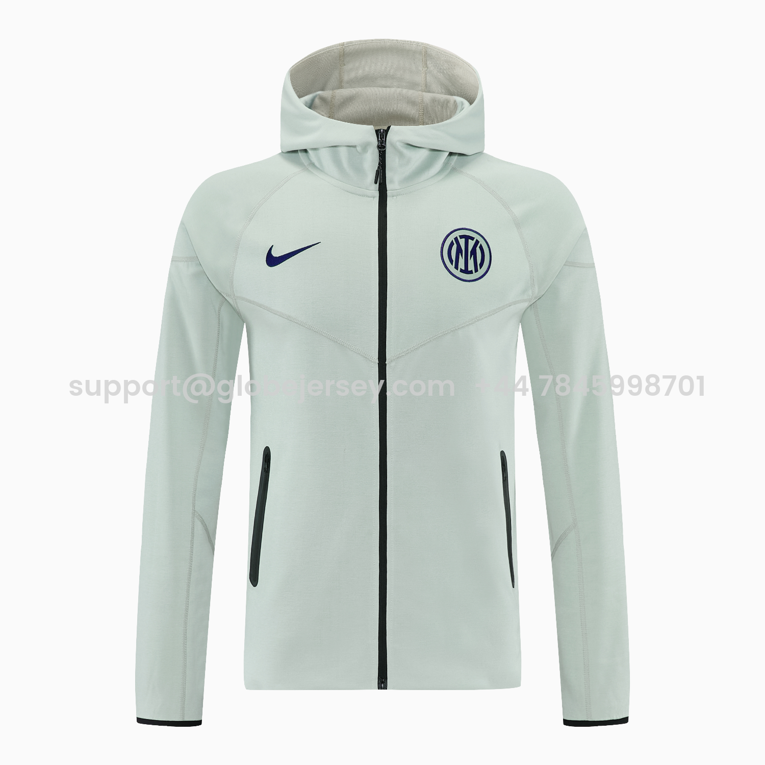GlobeJersey-Inter Milan 25-26 Hooded Windbreaker Training Set - Grey Green Top & Pants