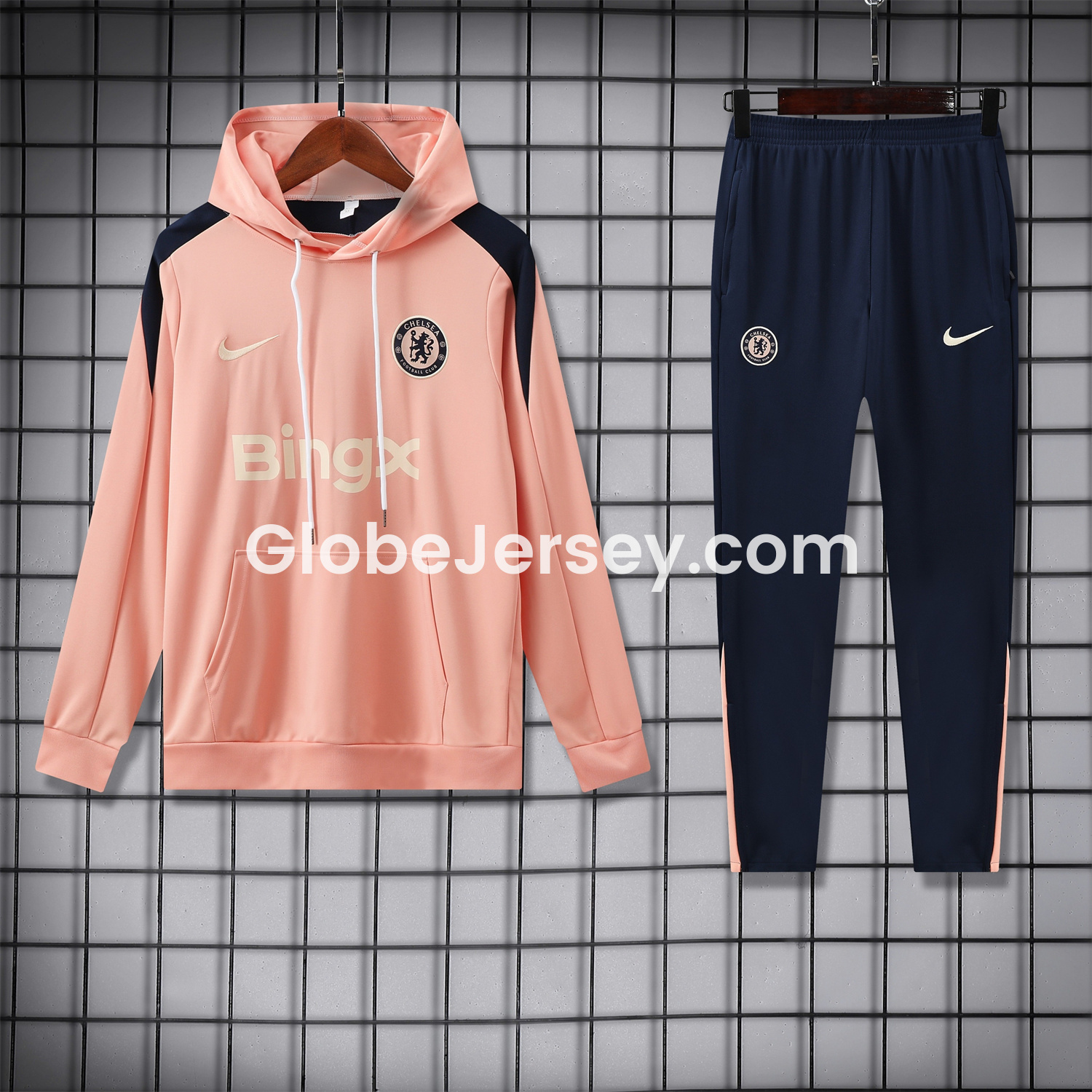 GlobeJersey-C.H.E.L.S.E.A 25-26 Traning Hoodie Set - Pink With Royal Blue