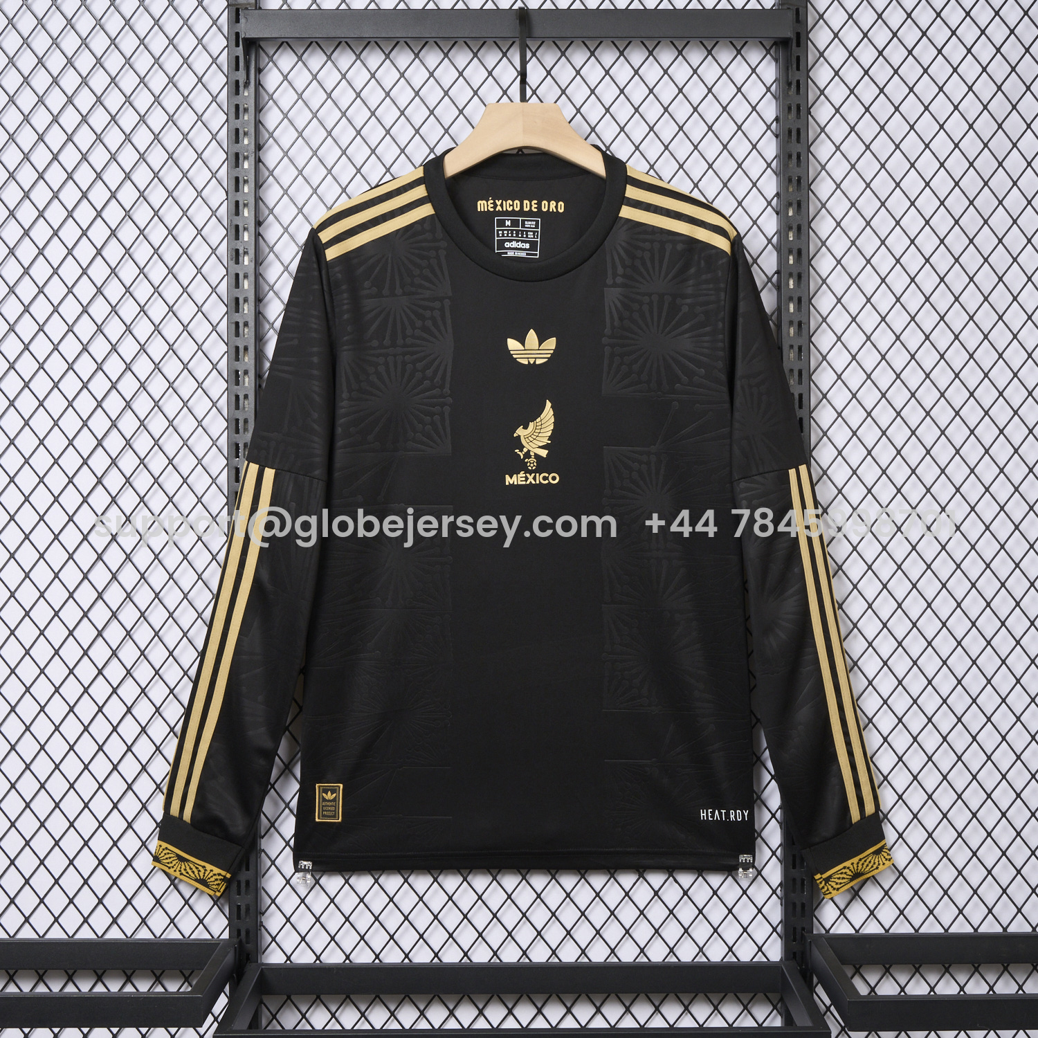 GlobeJersey-Mexico 2025 Gold Cup Black Long Sleeves Jersey - Fans Version