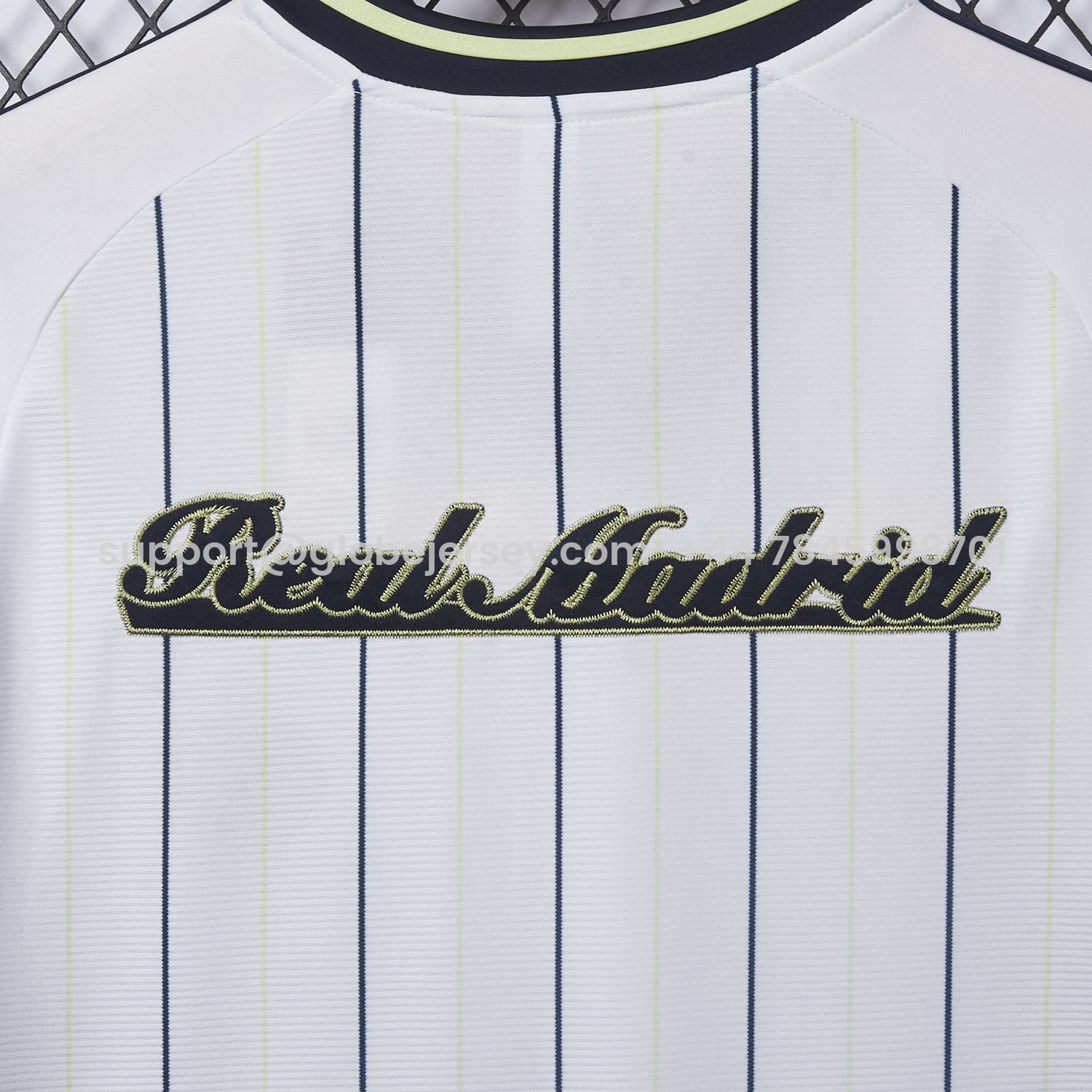 GlobeJersey-Real Madrid 25-26 White Baseball Jersey with Black Stripes