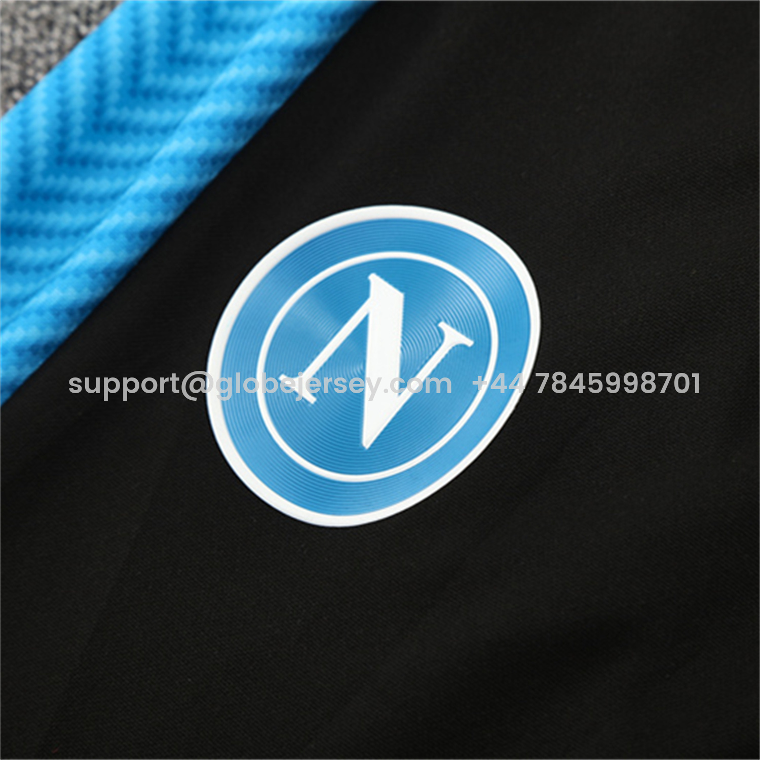 GlobeJersey-Napoli 25-26 Kids Long Sleeve Training Set - Blue Mecha Top & Black Pants