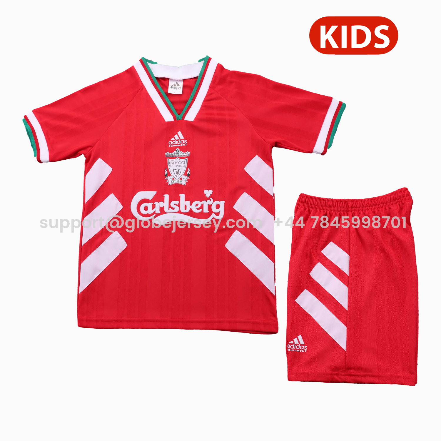 GlobeJersey-Retro Liver.pool 1993-95 Home Kids Kit