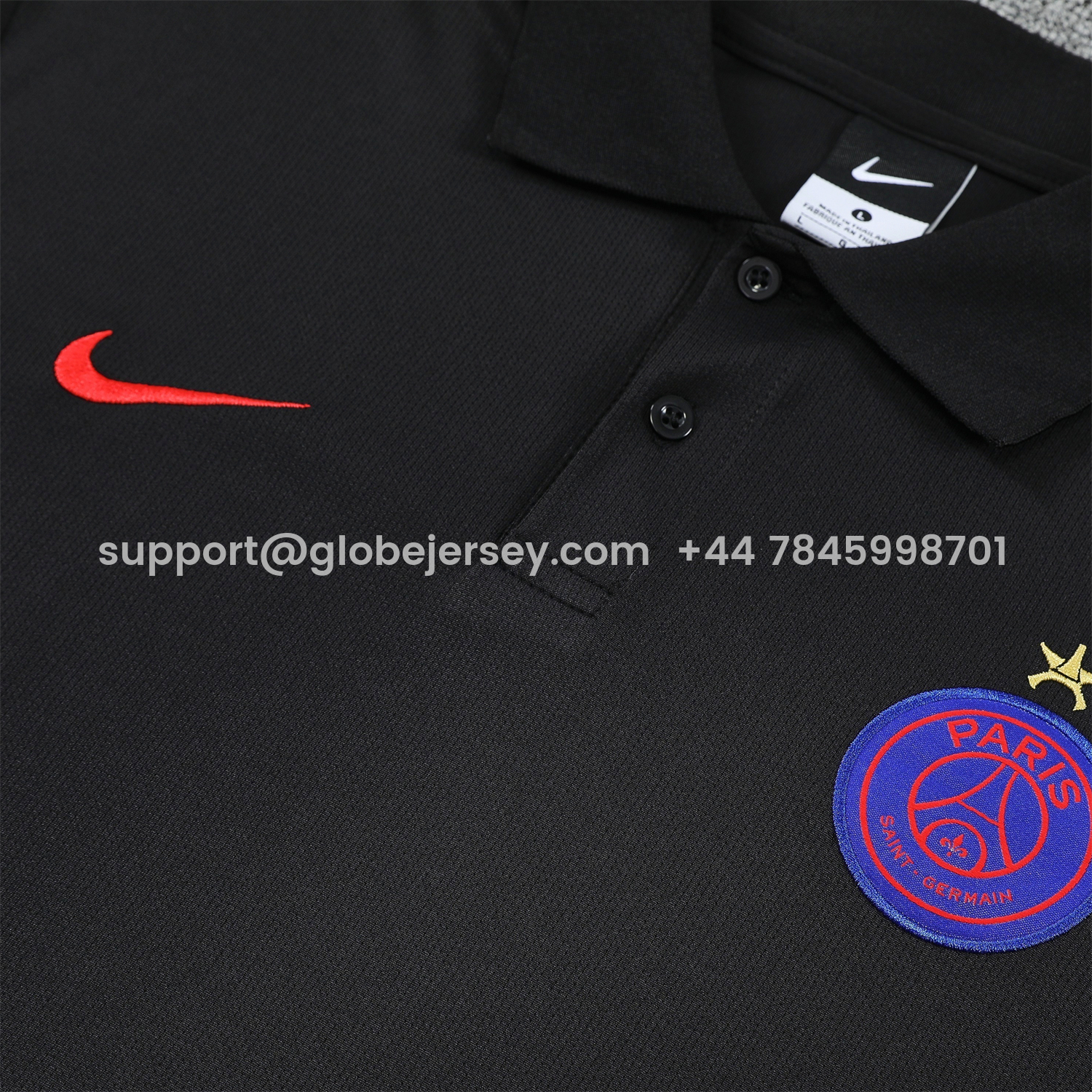 GlobeJersey-Paris Saint-Germain PSG 25-26 POLO Short-Sleeve Training Set - Black Top and Pants