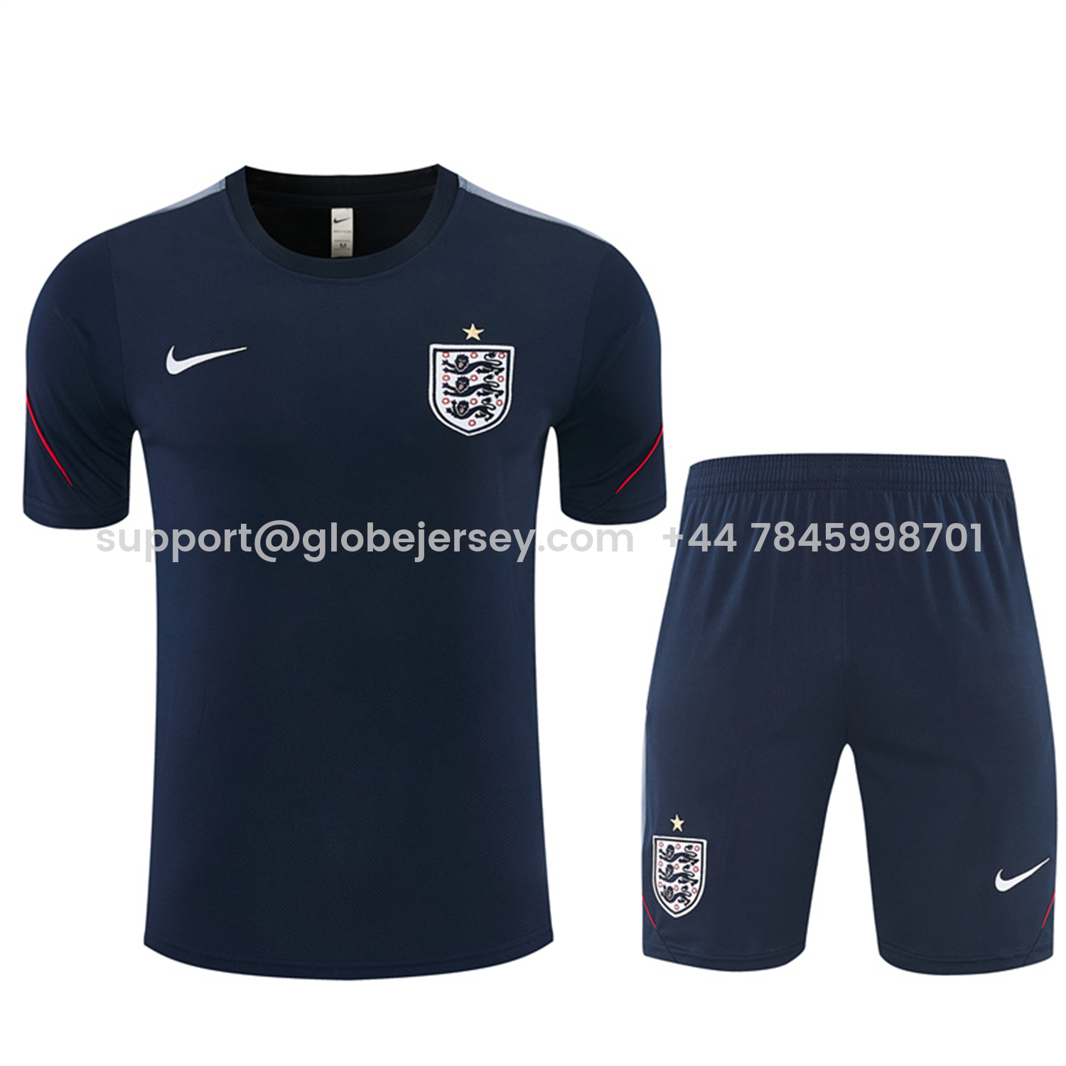 GlobeJersey-England 2026 Kids Short-Sleeve Training Set - Dark Blue Top & Dark Blue Pants