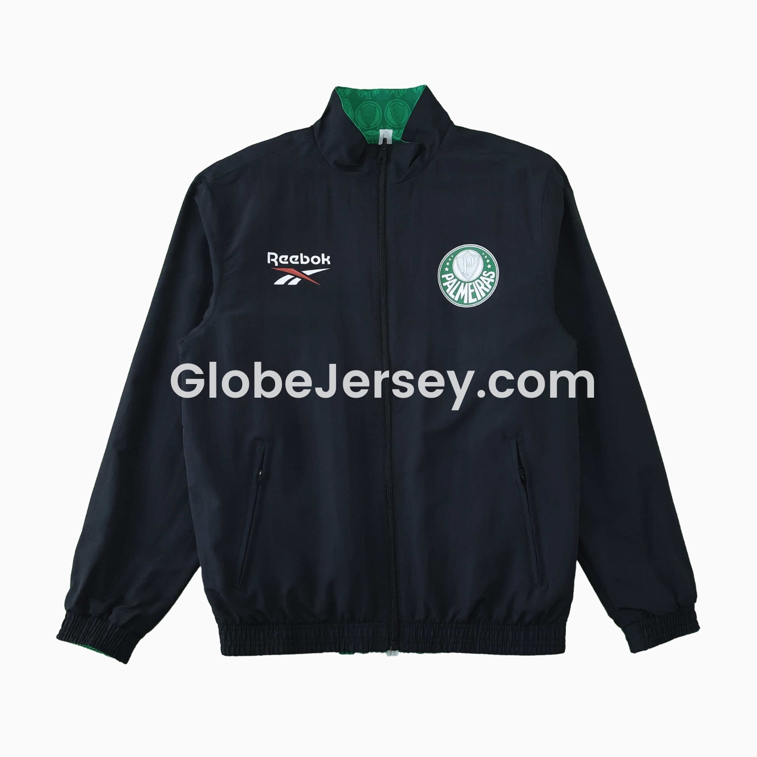 GlobeJersey-Palmeiras 25-26 Double Sided Reversible Windbreaker - Black & Green