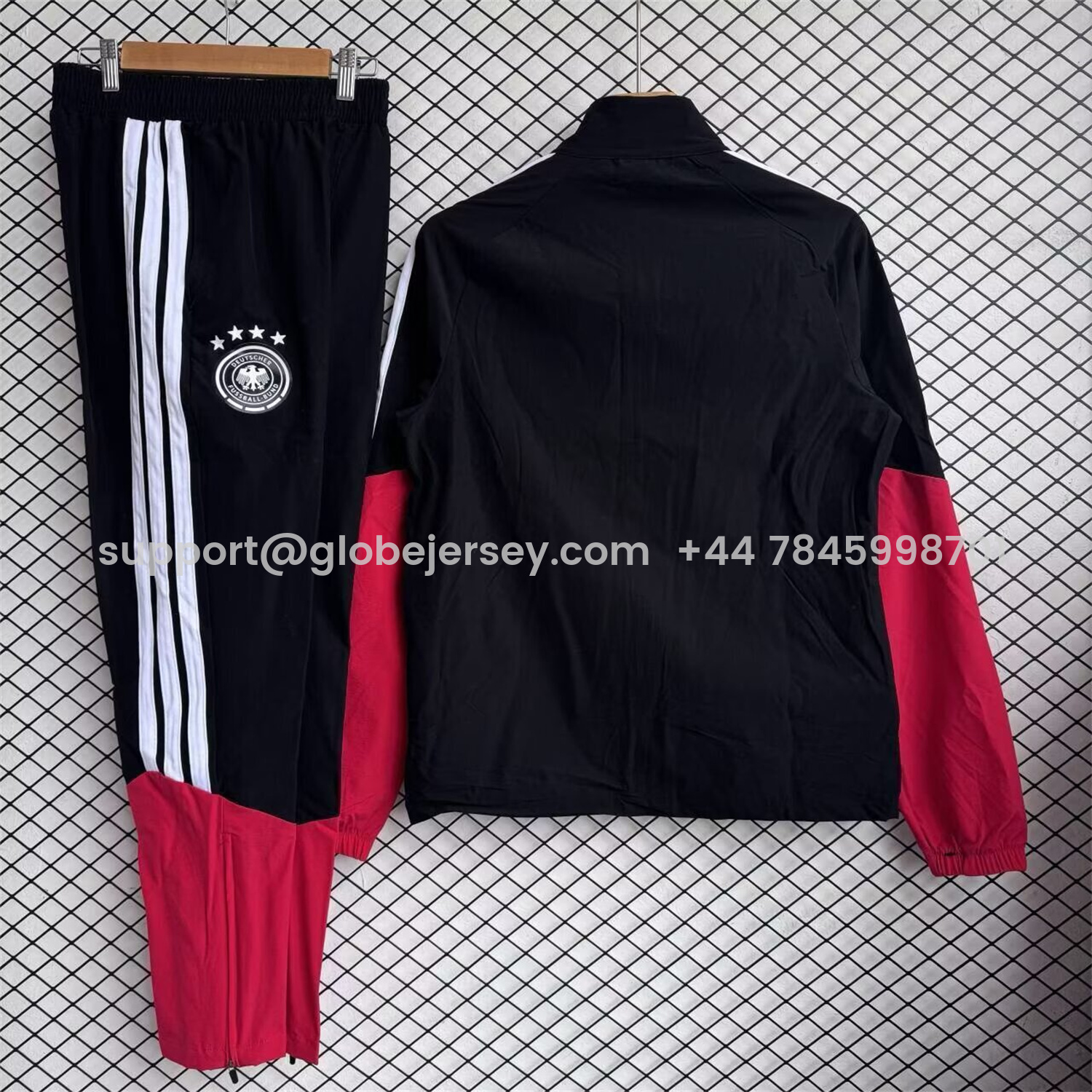 GlobeJersey-Germany 2026 Windbreaker Training Set - Black Red Top and Pants