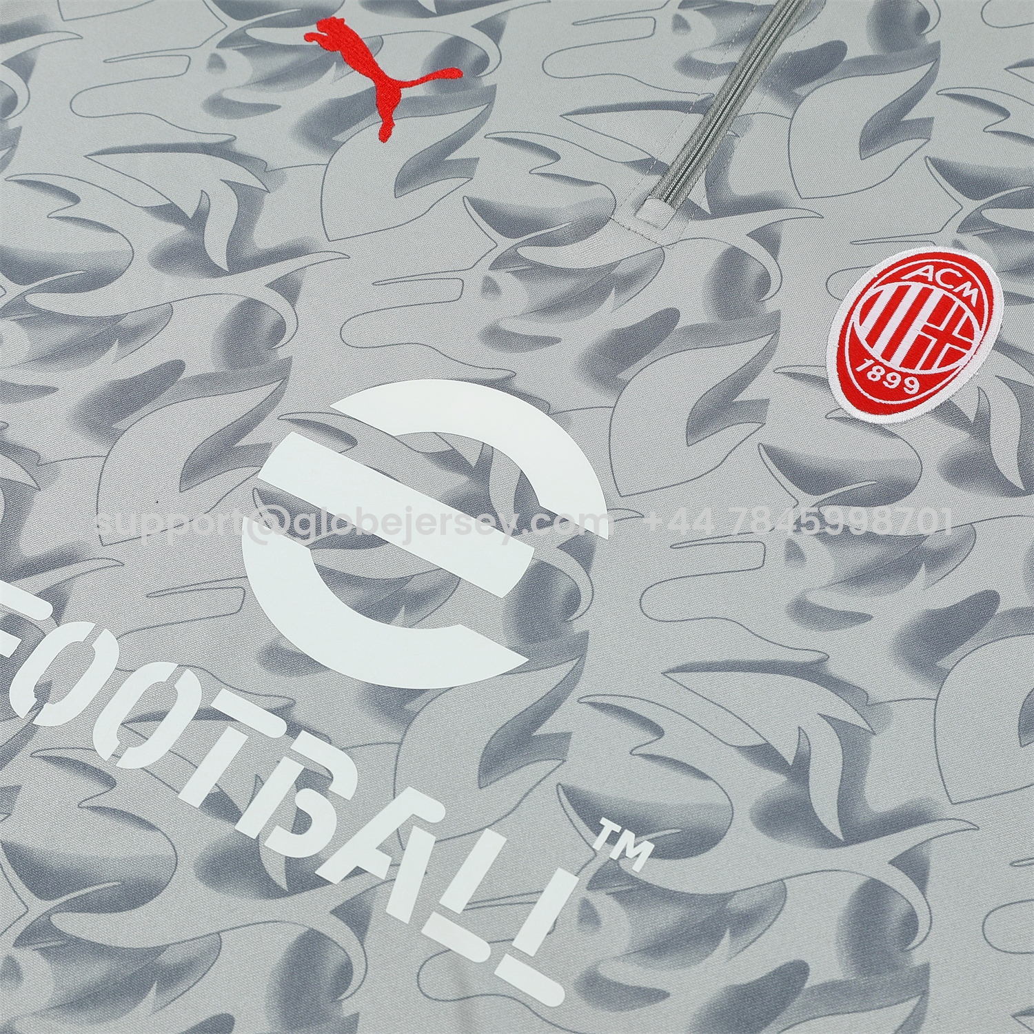 GlobeJersey-AC Milan 25-26 Long Sleeve Training Set - Grey Top & Black Pants