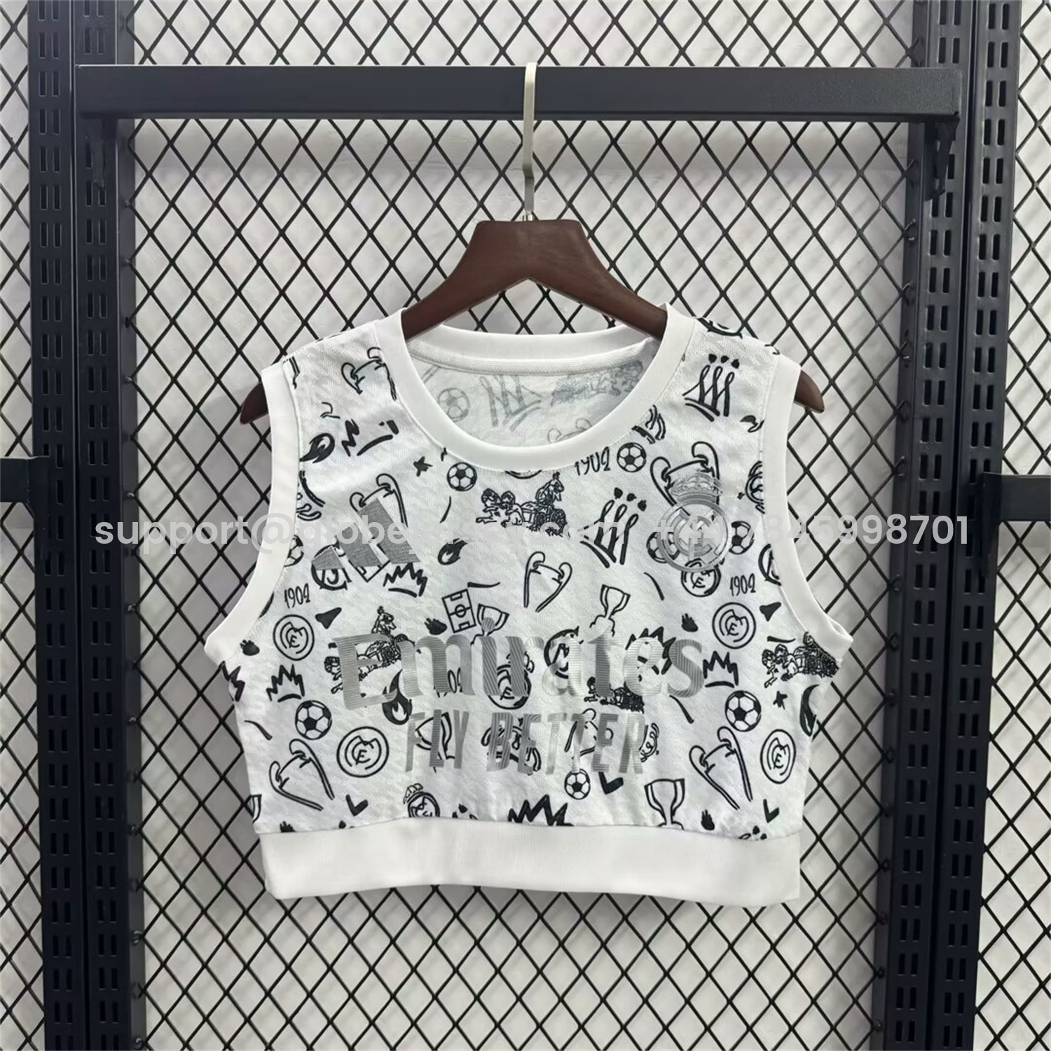 GlobeJersey-Women's Real Madrid 25-26 White Yoga Vest with Black Emoji Icons