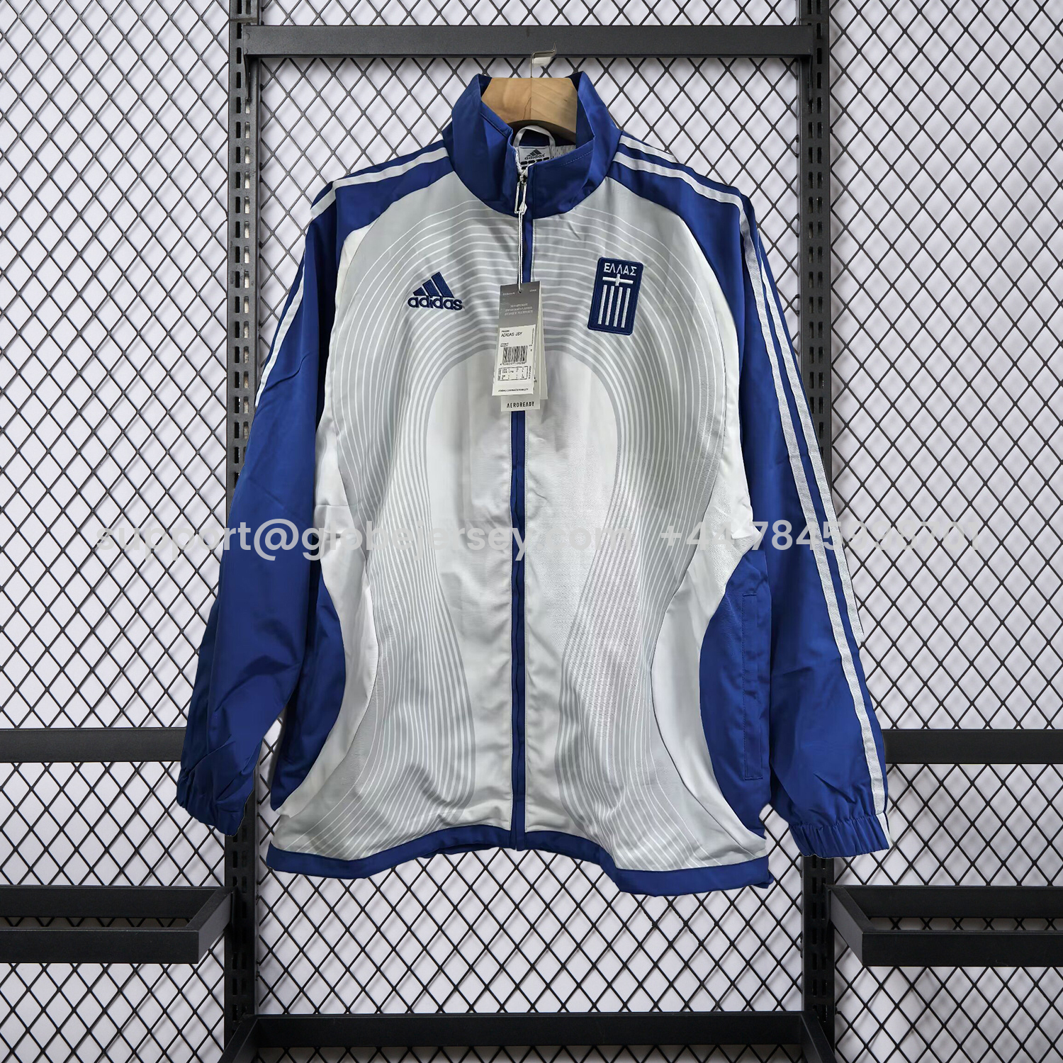 GlobeJersey-Retro Greece 2006 Vintage Style Windbreaker - White & Black