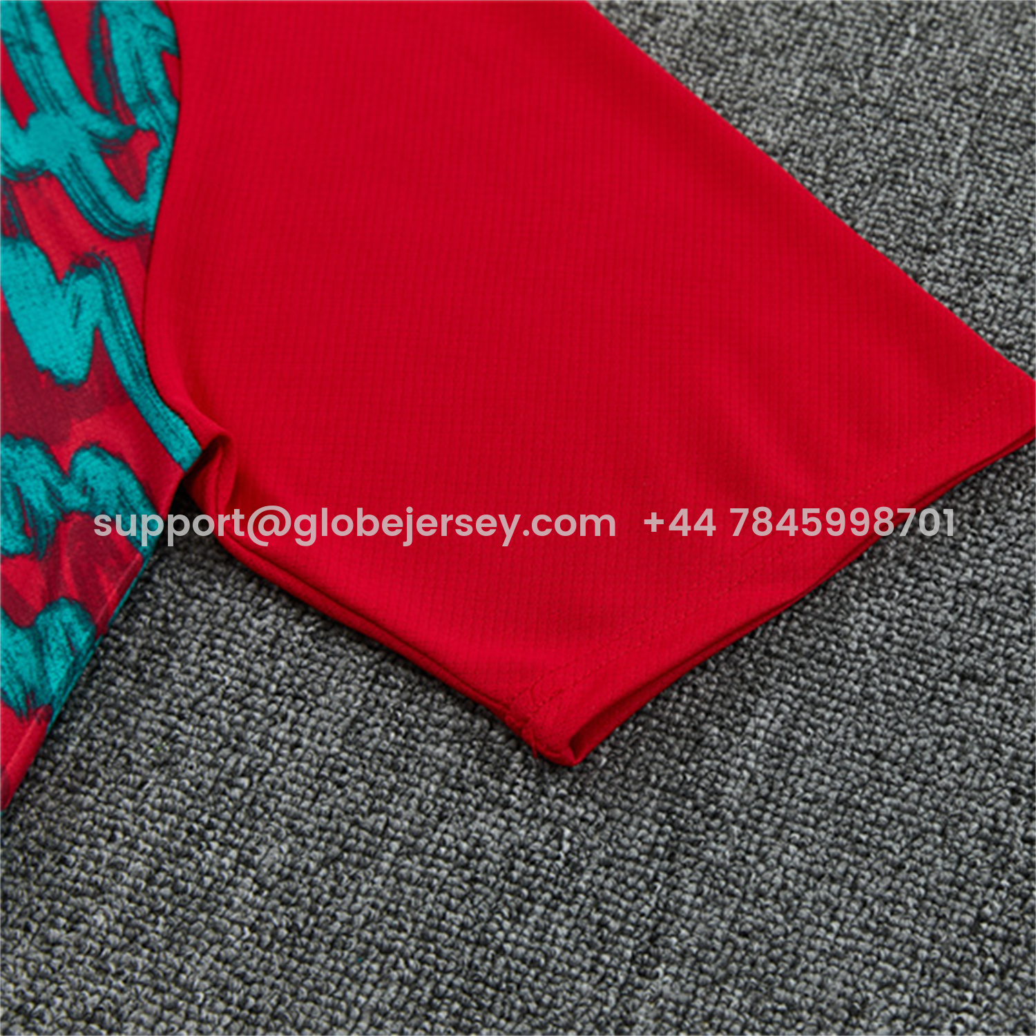 GlobeJersey-Portugal 2026 Short-Sleeve Training Set - Red And Turquoise With A Swirling Pattern Top & Pants