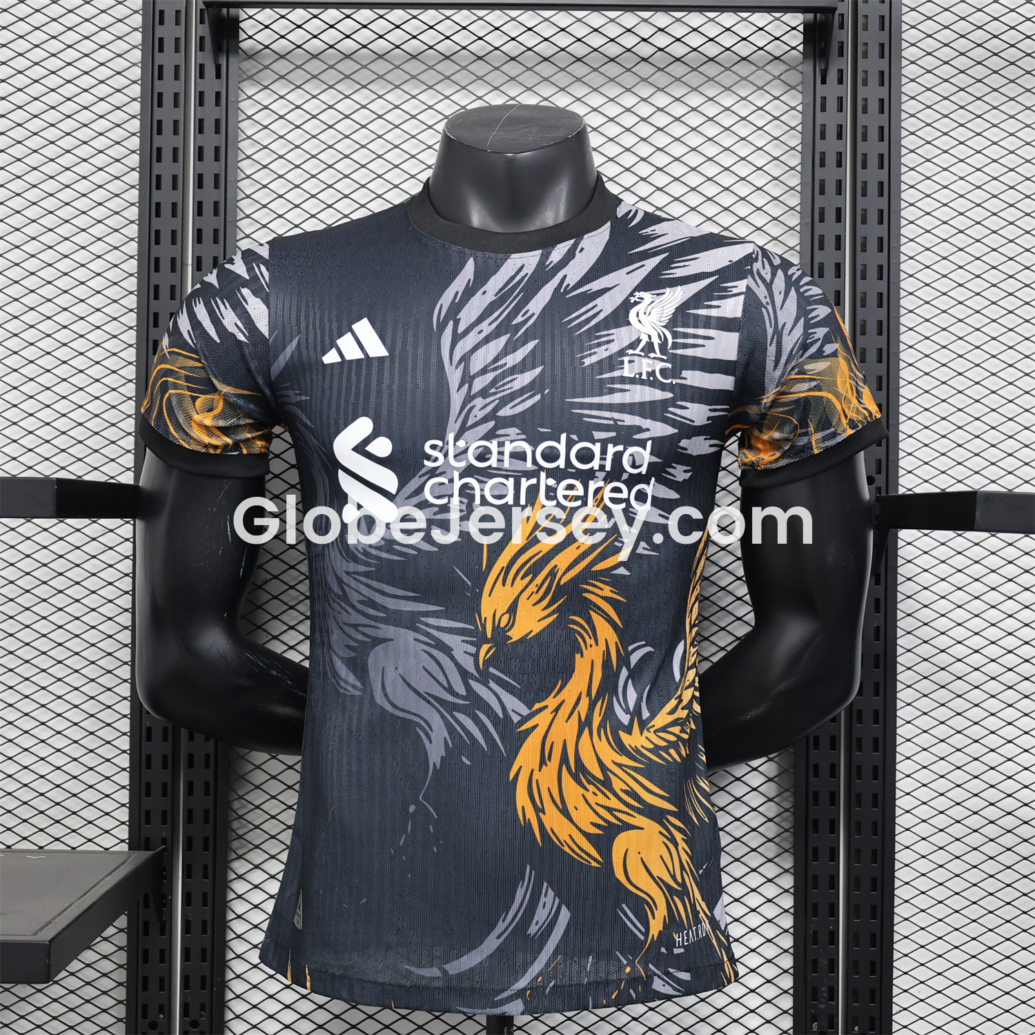 GlobeJersey-Liver.pool 25-26 Orange Liver.pool Bird Black Special Jersey - Player Version