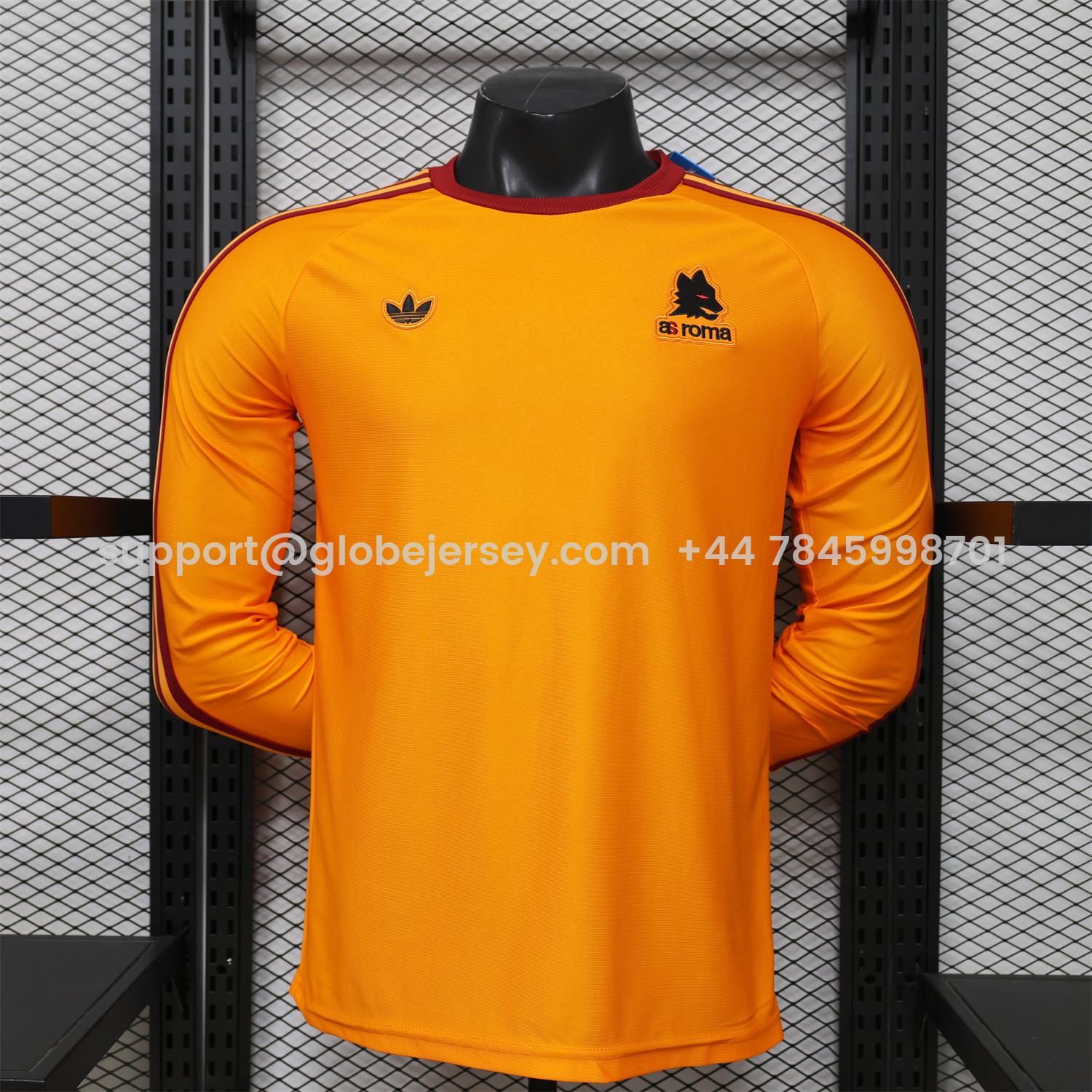 GlobeJersey-AS Roma 25-26 Retro Casual Style Orange Special Long Sleeves Jersey - Player Version