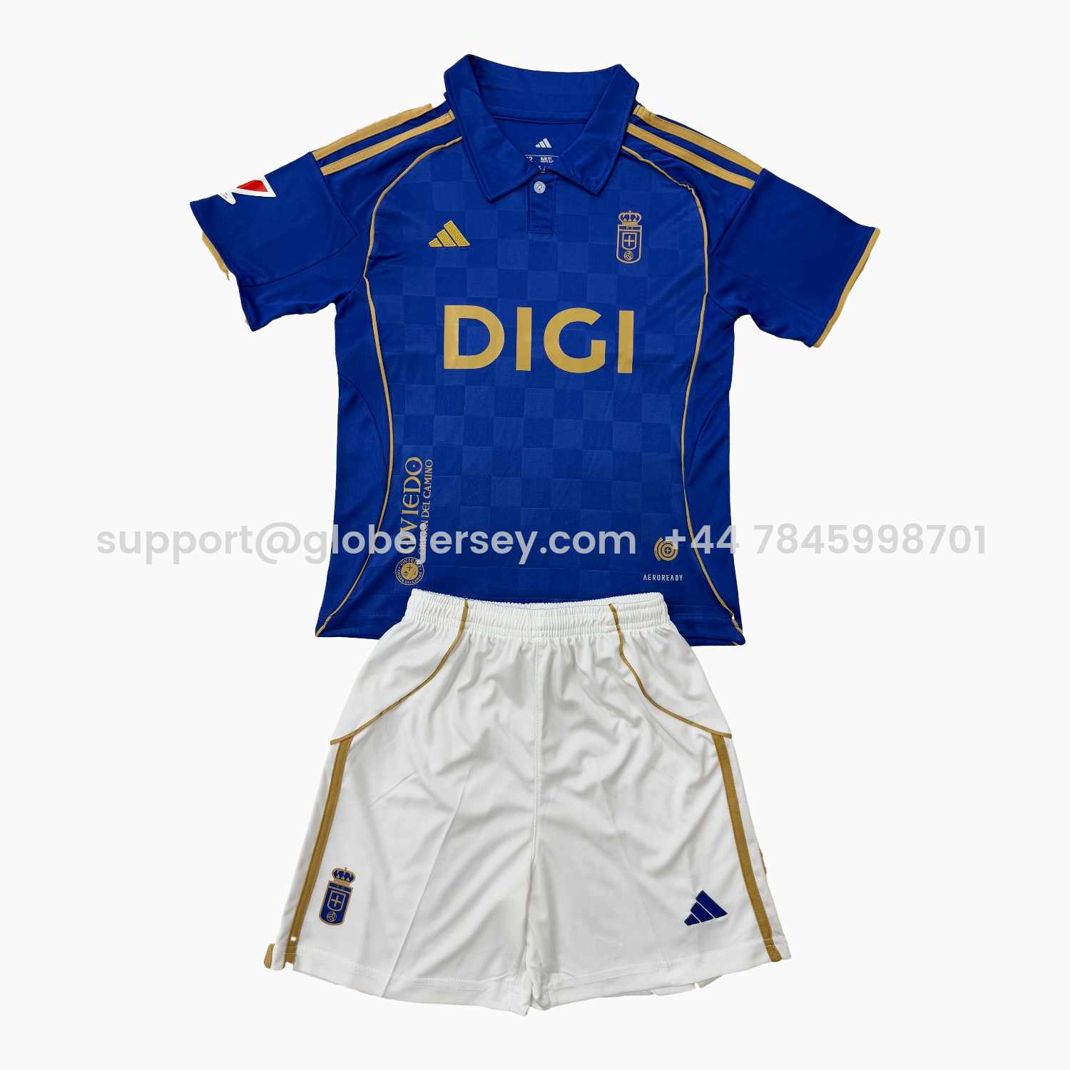 GlobeJersey-Real Oviedo 25-26 Home Men's Adult Jersey Set - Fans Version