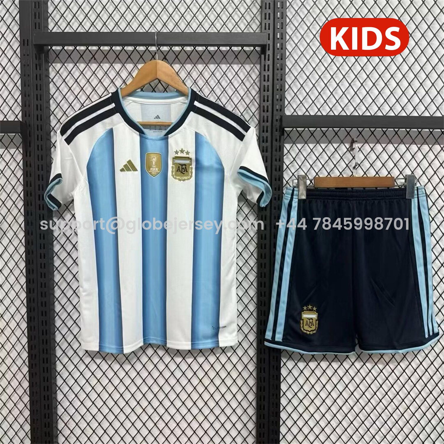 GlobeJersey-Argentina 2026 Home Kids Kit - With Chest Patch