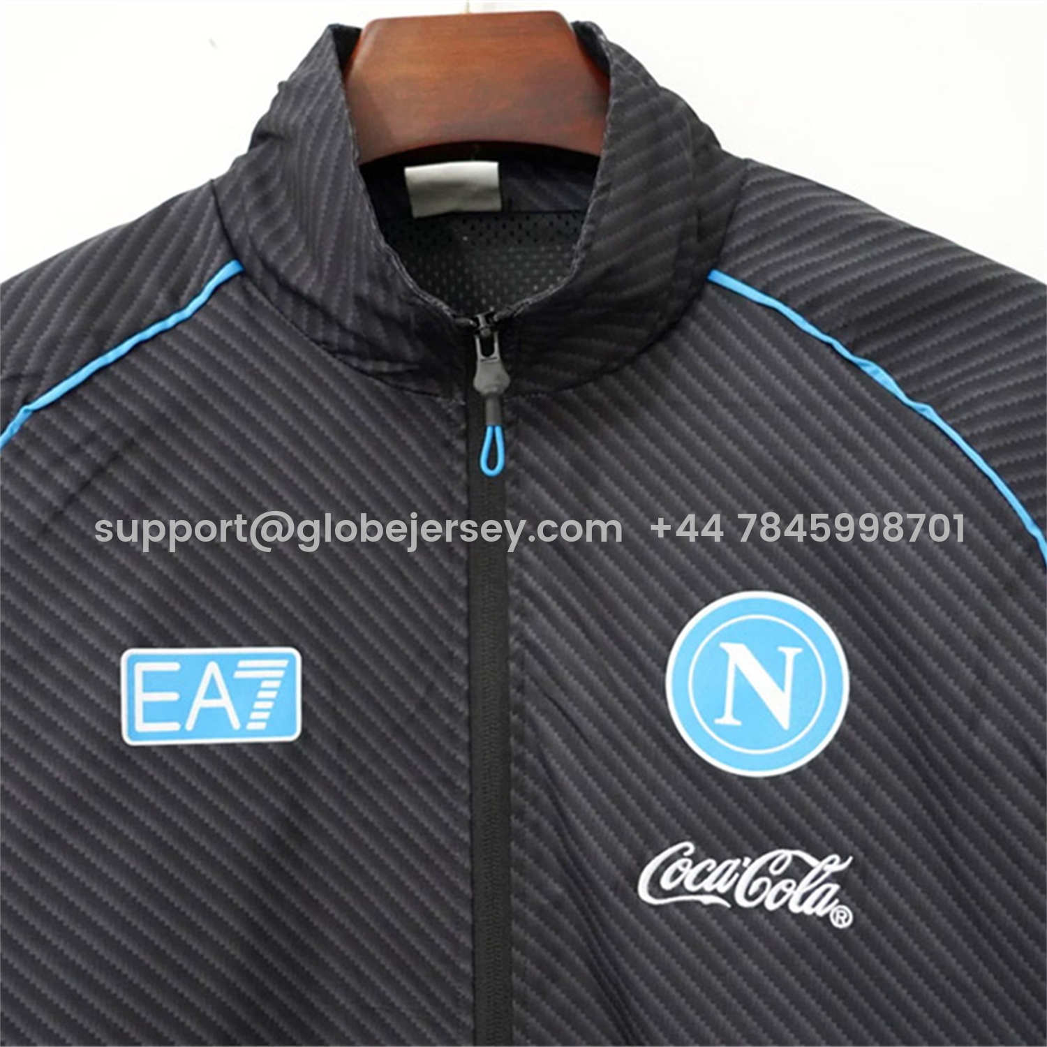 GlobeJersey-Napoli 25-26 Black With Blue Stripes Windbreaker Jacket