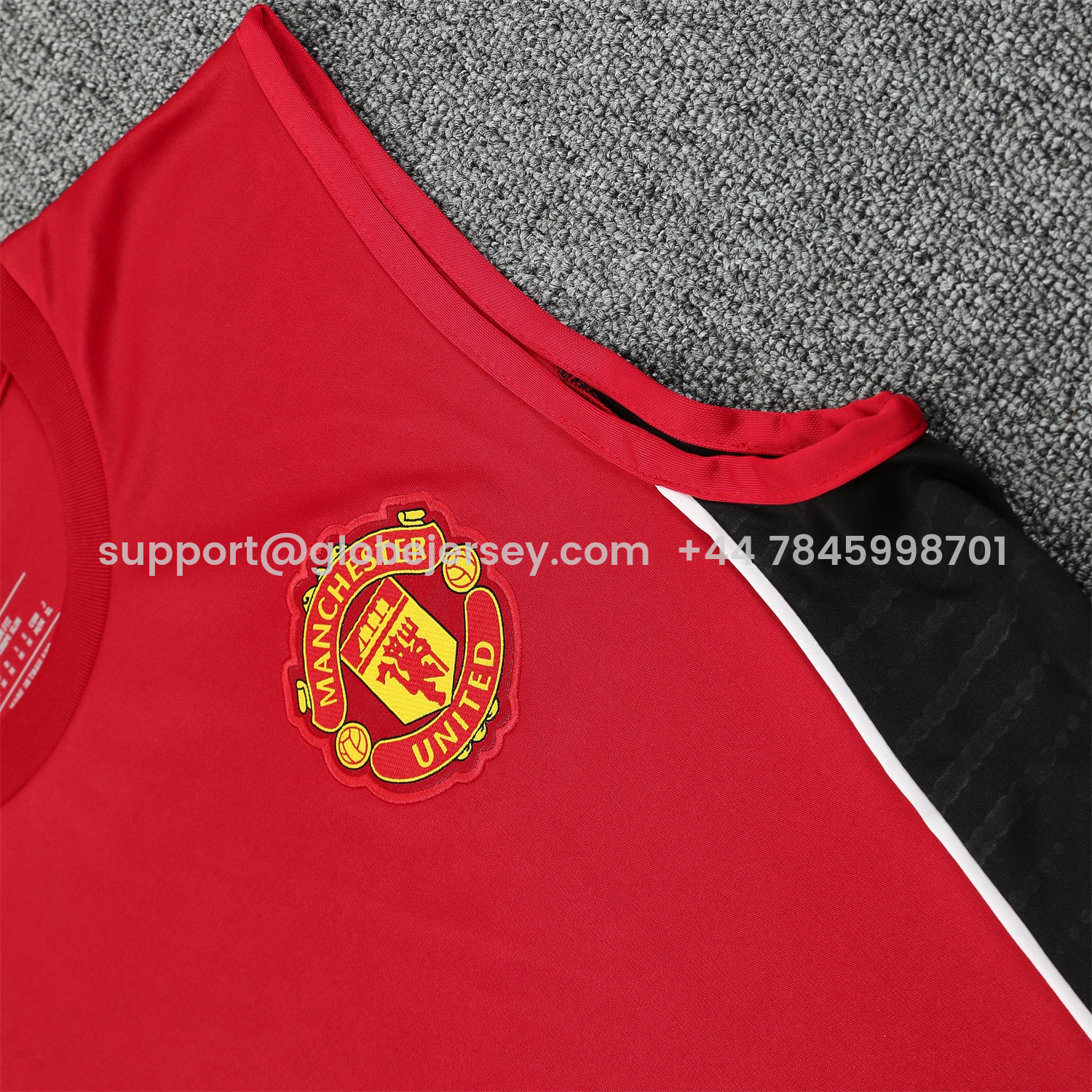 GlobeJersey-Manchester United 25-26 Vest Training Set - Pure Red Vest & Black Shorts