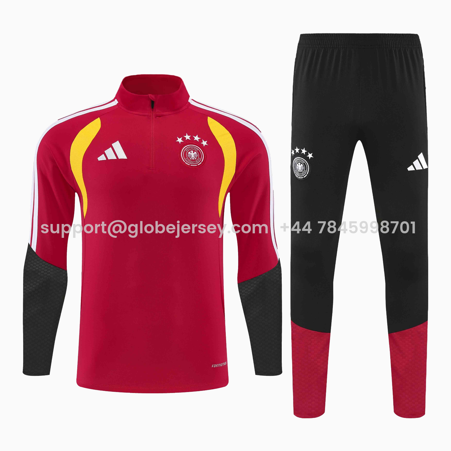 GlobeJersey-Germany 2026 Kids Long Sleeve Training Set - Red Top & Pants