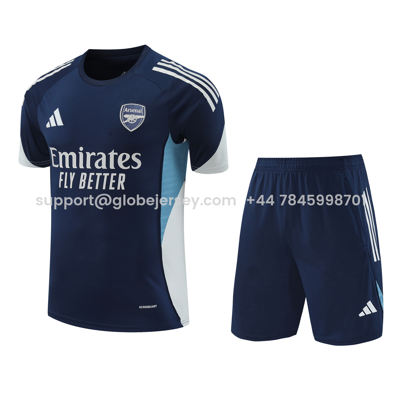 GlobeJersey-Arsenal 25-26 Short-Sleeve Training Set - Deep Blue Top & Shorts