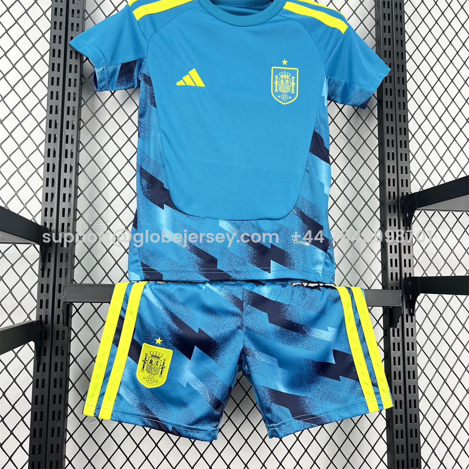 GlobeJersey-Spain 2026 Lake Blue Goalkeeper Kids Kit