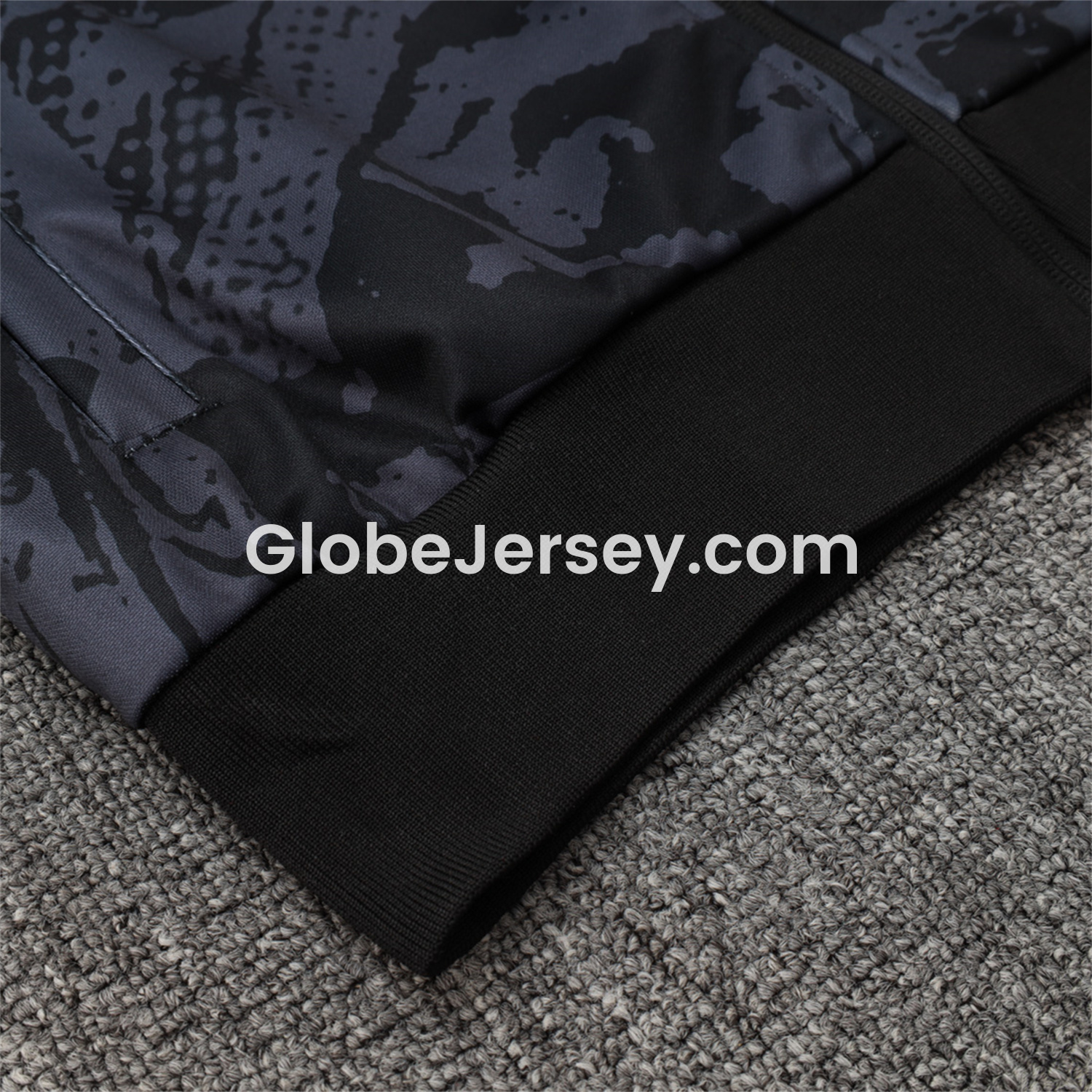 GlobeJersey-Corinthians 25-26 Jacket Training Tracksuit - Black and Gray Pattern Jackets & Black Pants