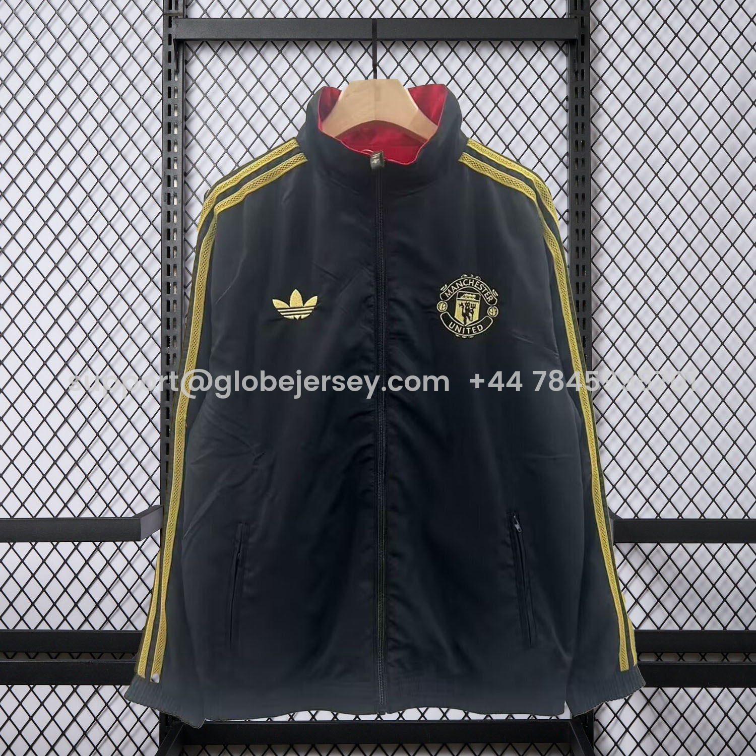 GlobeJersey-Manchester United 25-26 Double Sided Reversible Windbreaker - Black & Red