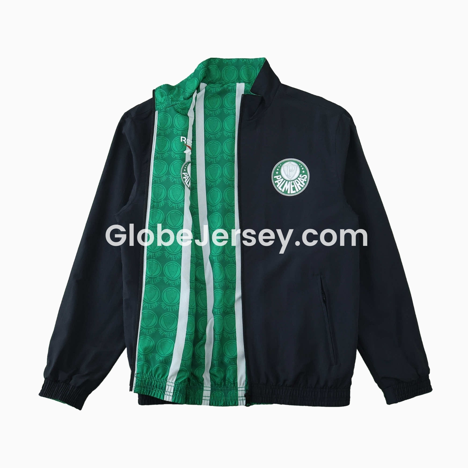 GlobeJersey-Palmeiras 25-26 Double Sided Reversible Windbreaker - Black & Green