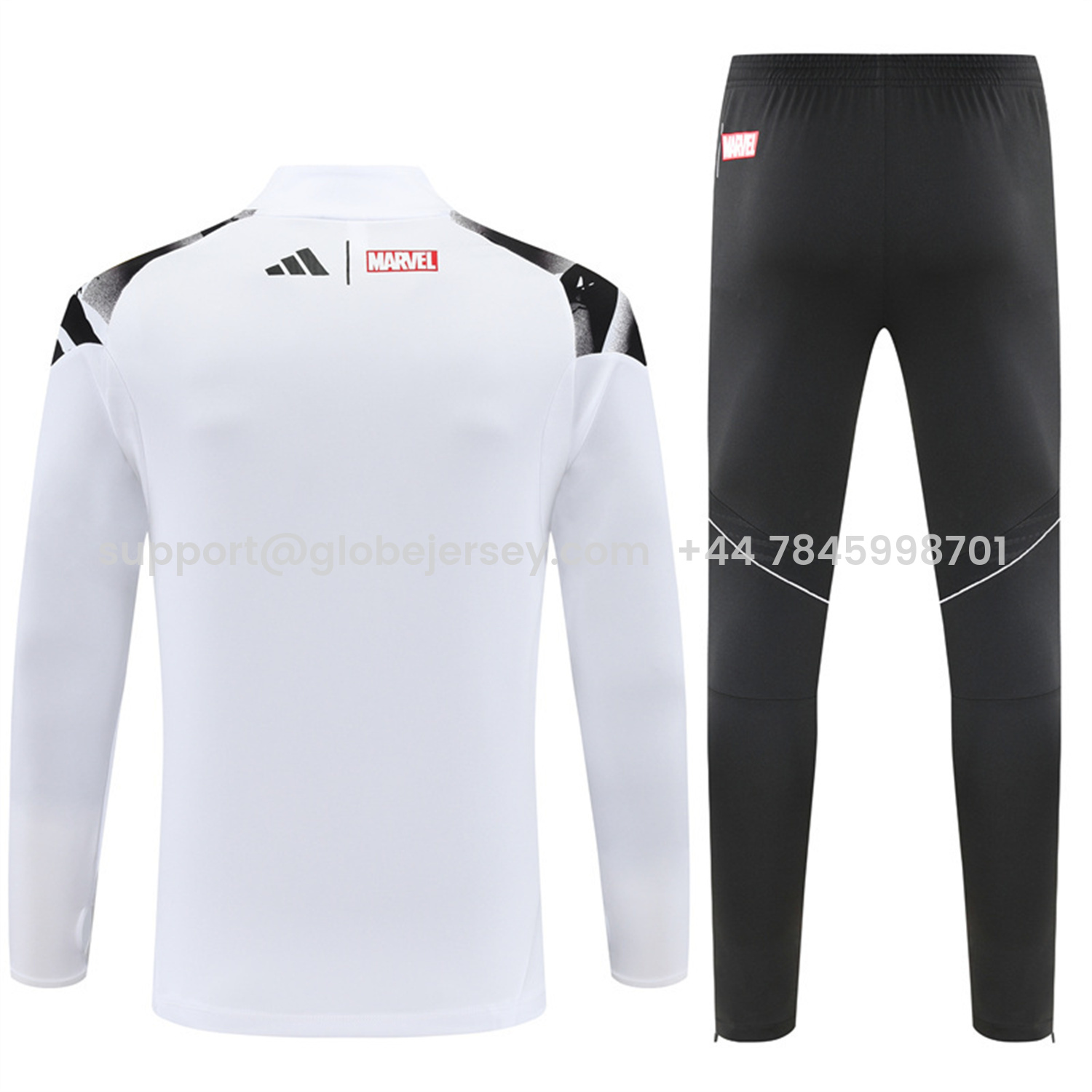 GlobeJersey-Real Madrid 25-26 Long Sleeve Training Set - White Top & Black Pants