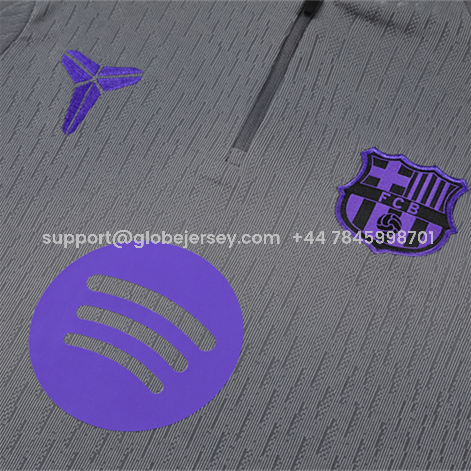 GlobeJersey-Barcelona 25-26 Kids Long Sleeve Training Set - Grey Top & Black Pants