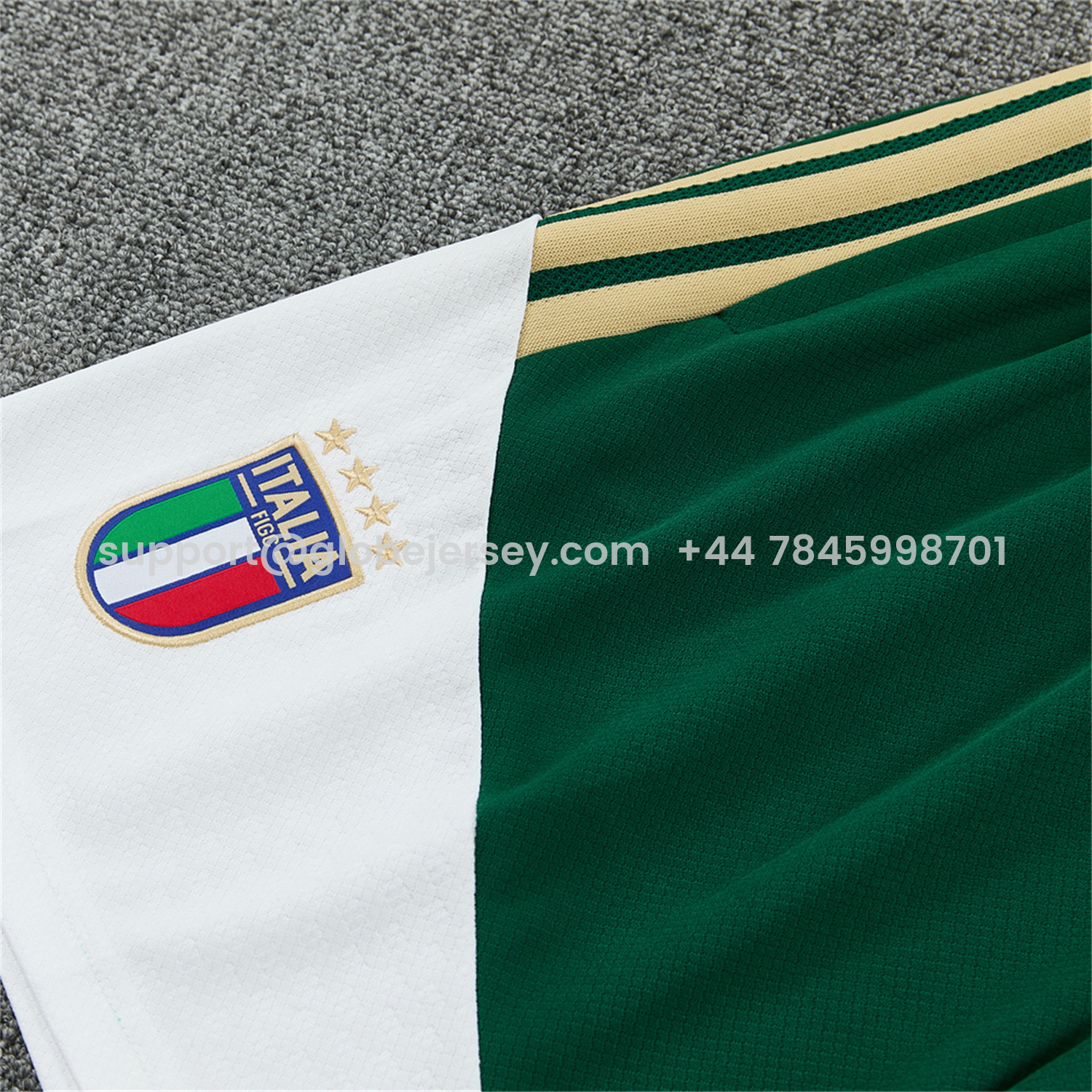 GlobeJersey-Italy 2026 Short-Sleeve Training Set - Green With White Top & Green With White Pants