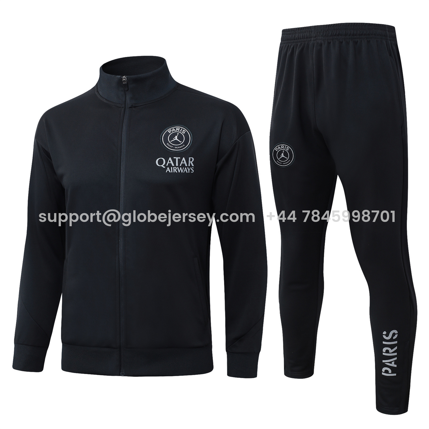 GlobeJersey-Paris Saint-Germain PSG 25-26 Jacket Training Tracksuit - Pure Black top & Pants