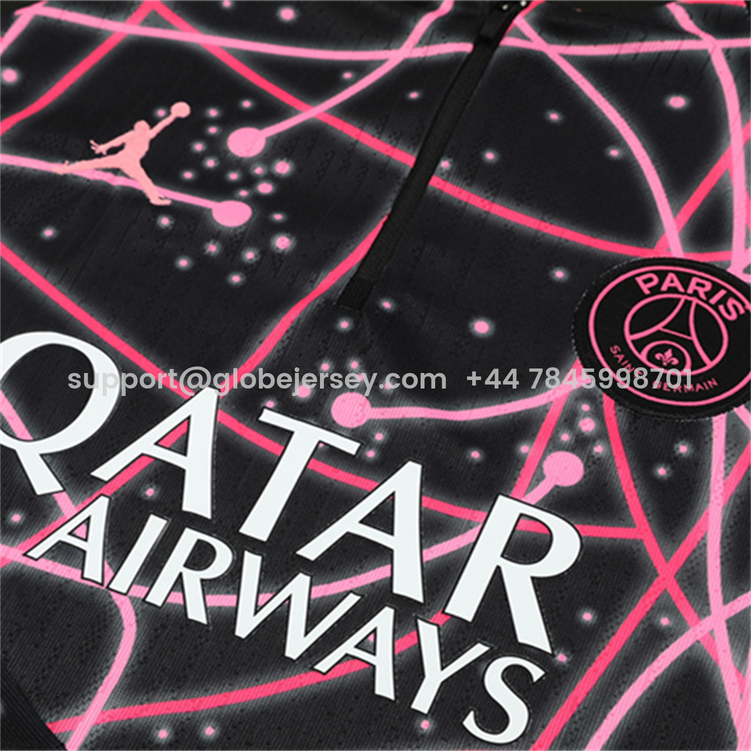 GlobeJersey-Paris Saint-Germain PSG 25-26 Long Sleeve Training Set - JD Black Pink Top and Black Pants